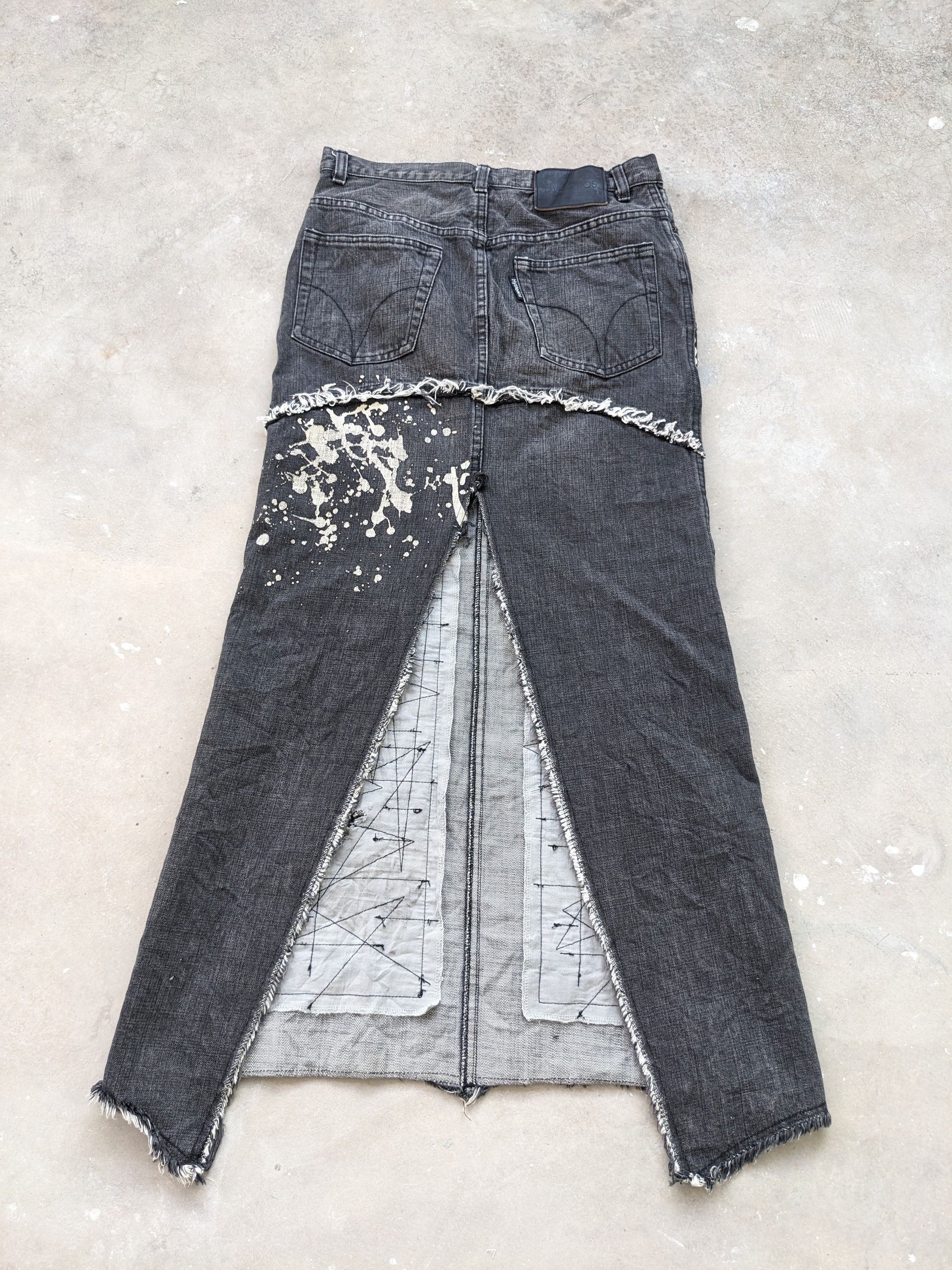 Hysteric Glamour × Japanese Brand × Seditionaries 🇯🇵 Vintage 1990s Hysteric Glamour Denim Skirt Distressed Size 29" - 13 Thumbnail