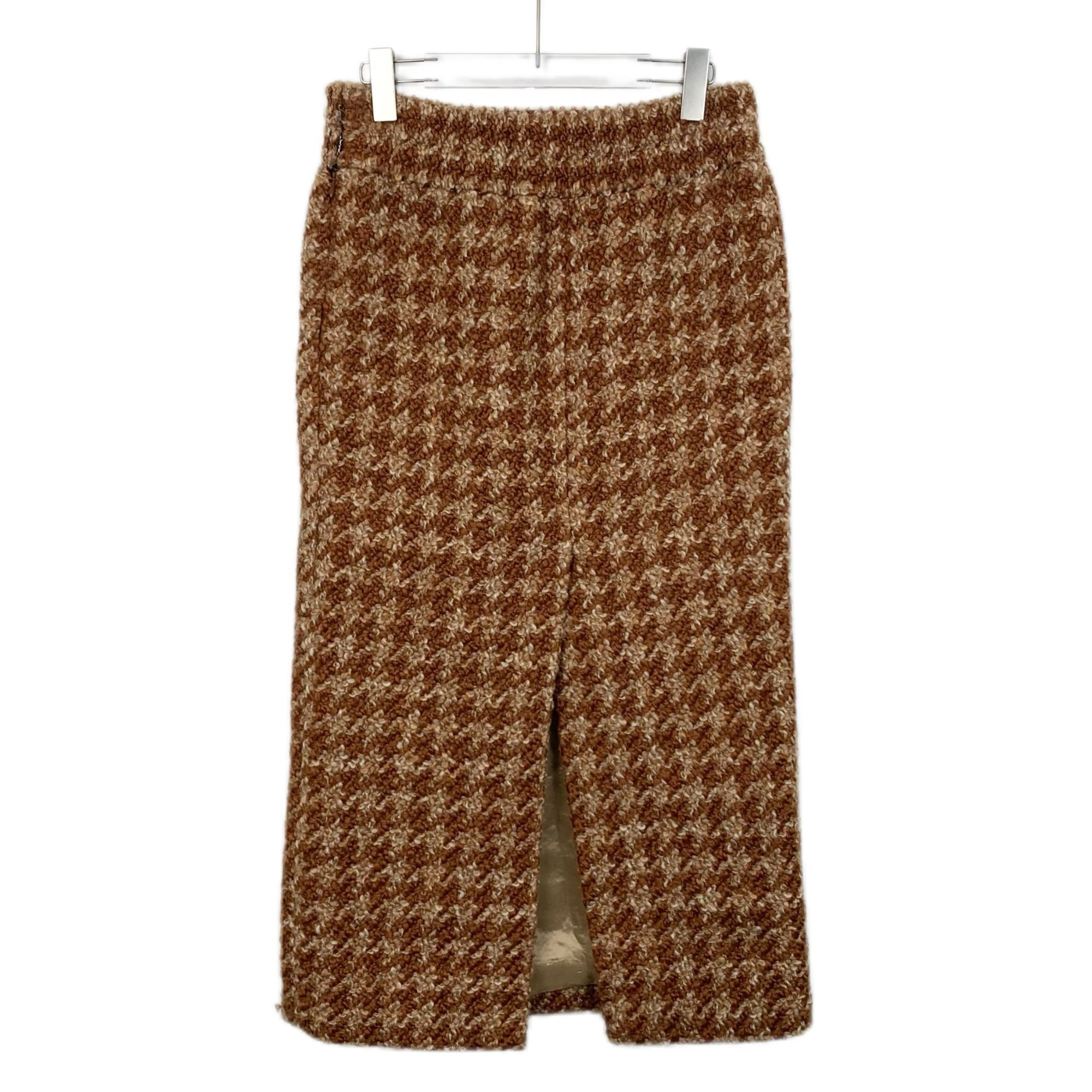 Miu Miu Miu Miu Brown Checkered Rear Slit Wool Blend Skirt Size 44 M Size 30" / US 8 / IT 44 - 8 Thumbnail