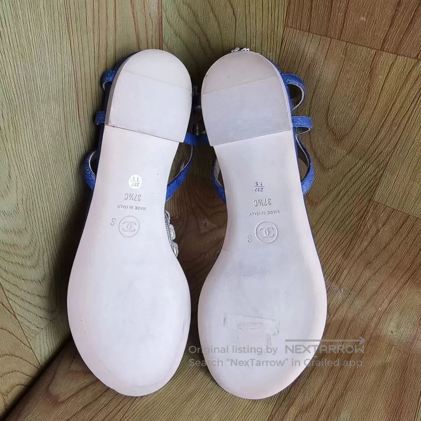 Chanel Chanel Blue Camellia Sandals. Size US 6.5 / IT 36.5 - 6 Thumbnail