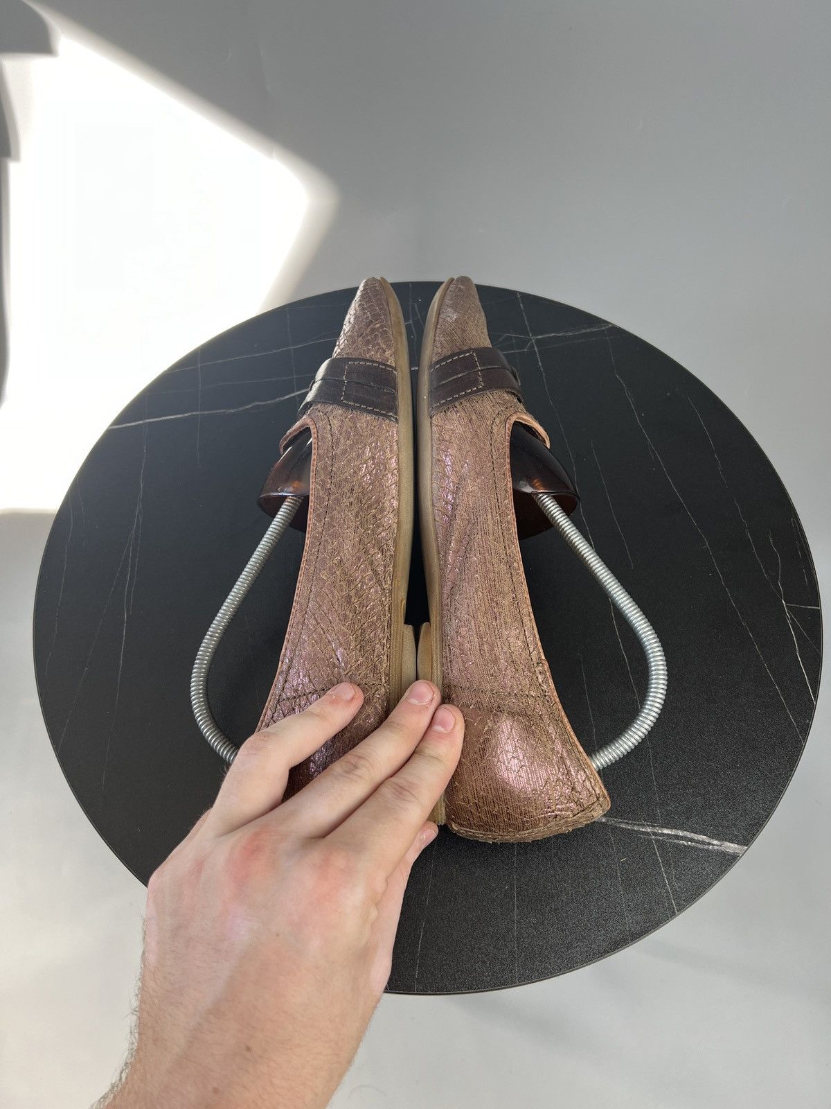 A.S.98 A.S.98 Snakeskin Leather Pointed Toe Ballet Flats (Y0501) Size US 9 / IT 39 - 11 Thumbnail