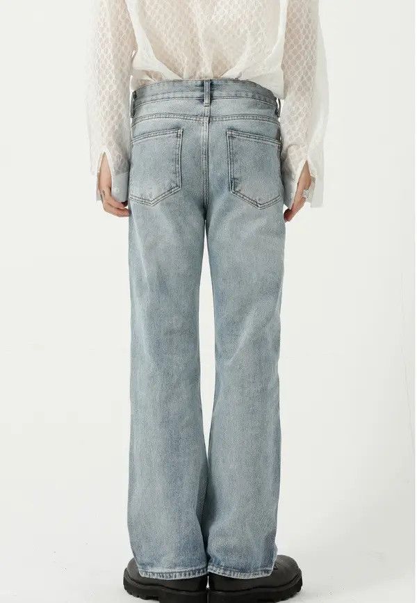 Japanese Brand Trendy personality straight-leg flared solid color jeans Size US 32 / EU 48 - 4 Thumbnail