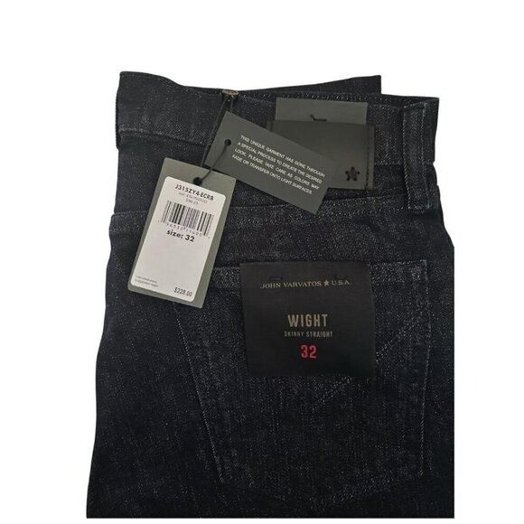 John Varvatos John Varvatos Mens Dark Indigo Wash Mid Rise Skinny Straight Size US 32 / EU 48 - 3 Thumbnail