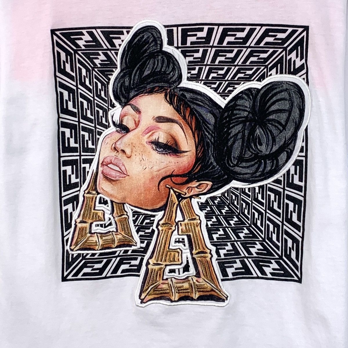 Fendi Fendi White Logo & Portrait Print Crew Neck T-shirt K26WX Size XXS / US 00 / IT 34 - 4 Thumbnail