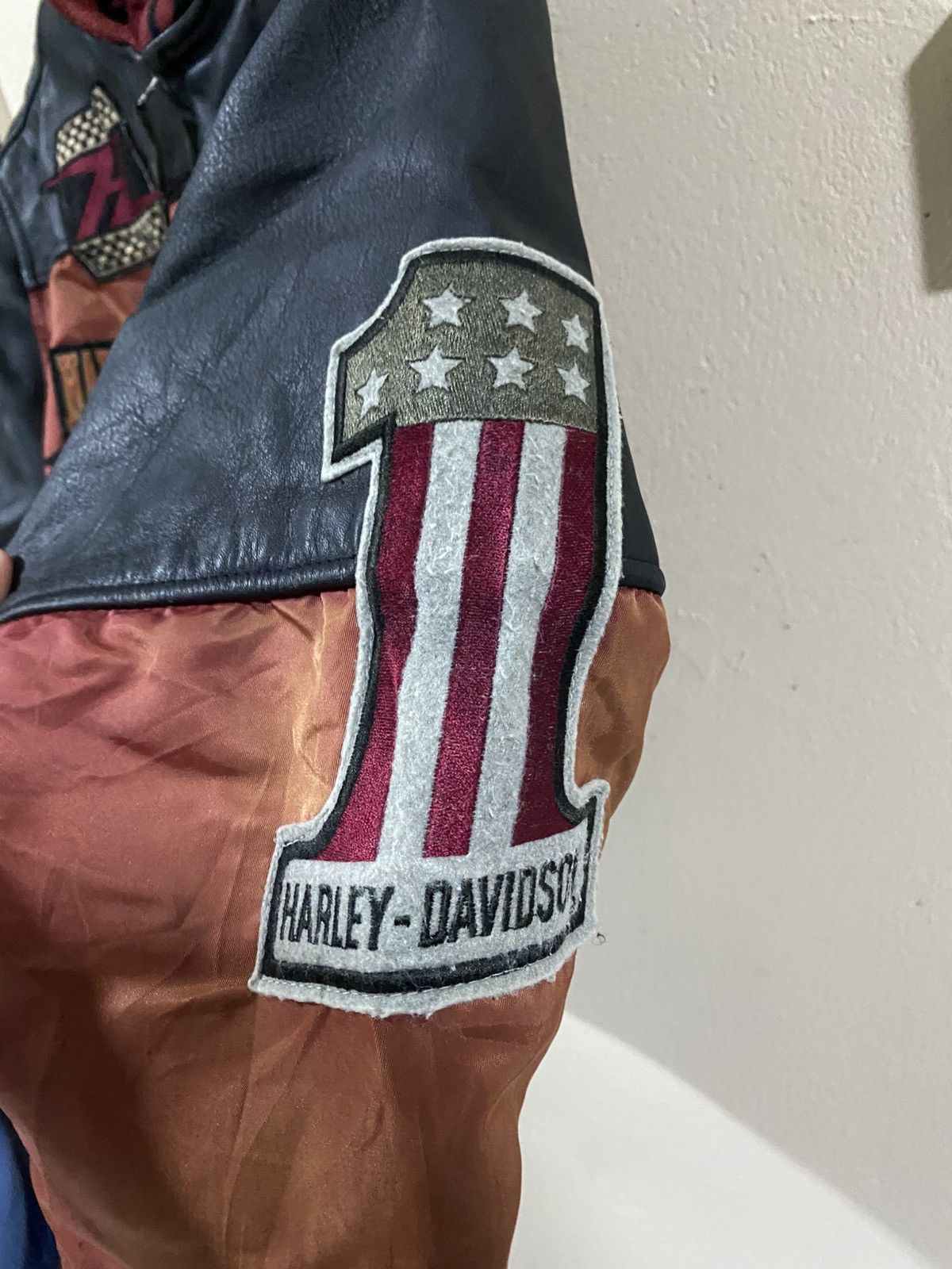 Harley Davidson Harley Davidson 90s Sunfaded Bombers Leather Trim Size US L / EU 52-54 / 3 - 8 Thumbnail