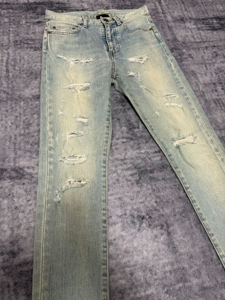 Saint Laurent Paris Saint Laurent Paris Saint Laurent Light Blue Distressed Je Size US 27 - 3 Thumbnail
