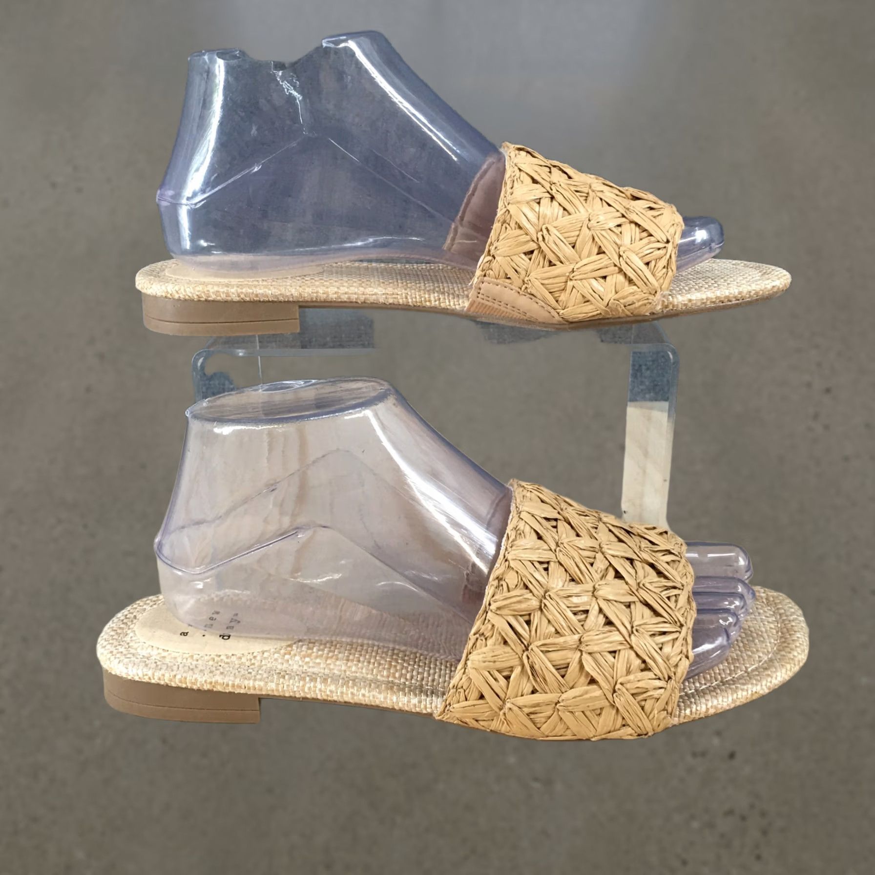 Vintage A New Day Sandals Womens 8 Ariella Woven Raffia Slip On Slide Flats Beige Casual Size US 8 / IT 38 - 1 Thumbnail
