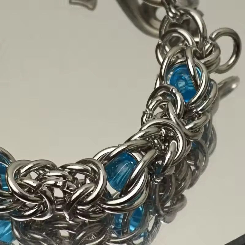 Jean Snake Bone Clamp Blue Beads Pants Chain Size ONE SIZE - 6 Thumbnail