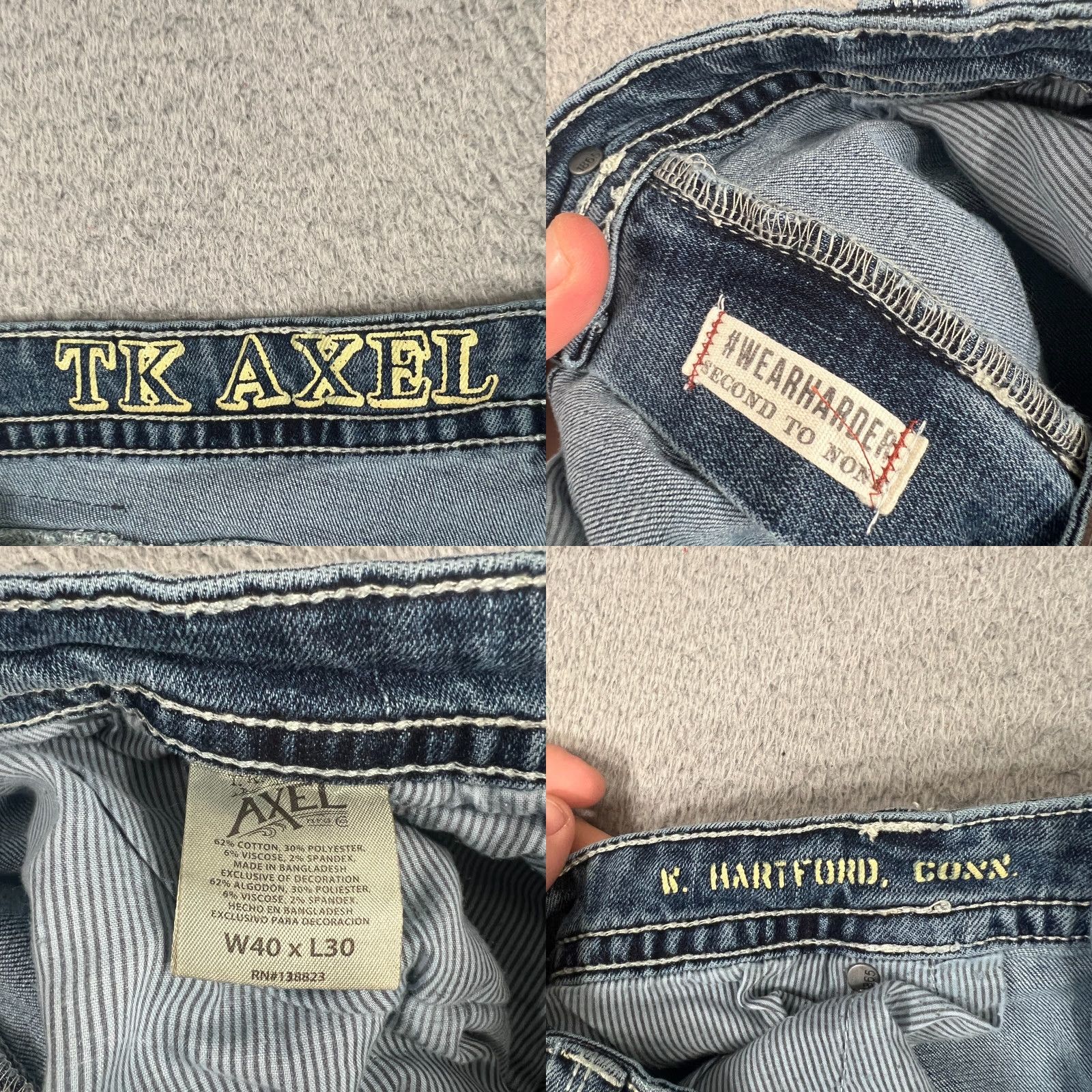 Vintage VINTAGE TK AXEL Mens Jeans 40x30 Slim Bootcut Stretch Denim Medium Wash Blue Mens Size US 40 / EU 56 - 8 Thumbnail