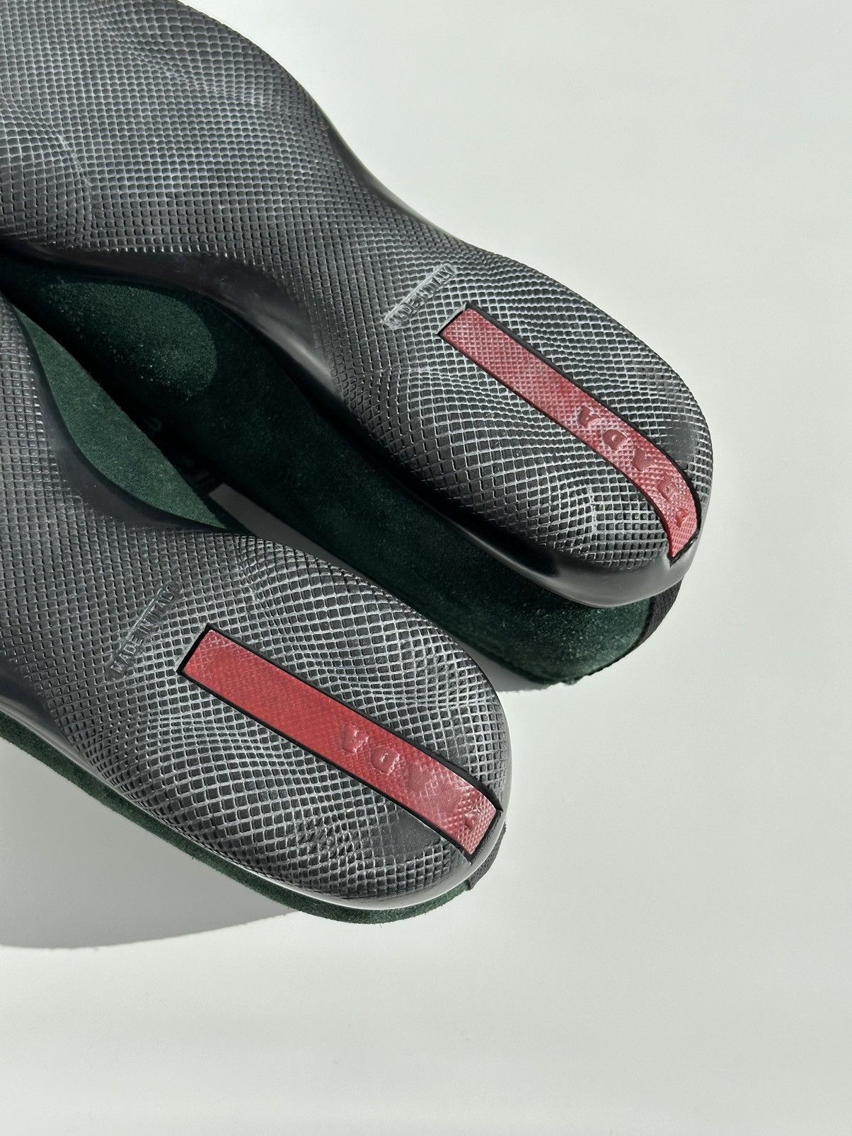 Prada PRADA Green Suede Triangle Logo Square Toe Loafers Slip One Size US 6 / IT 36 - 11 Thumbnail