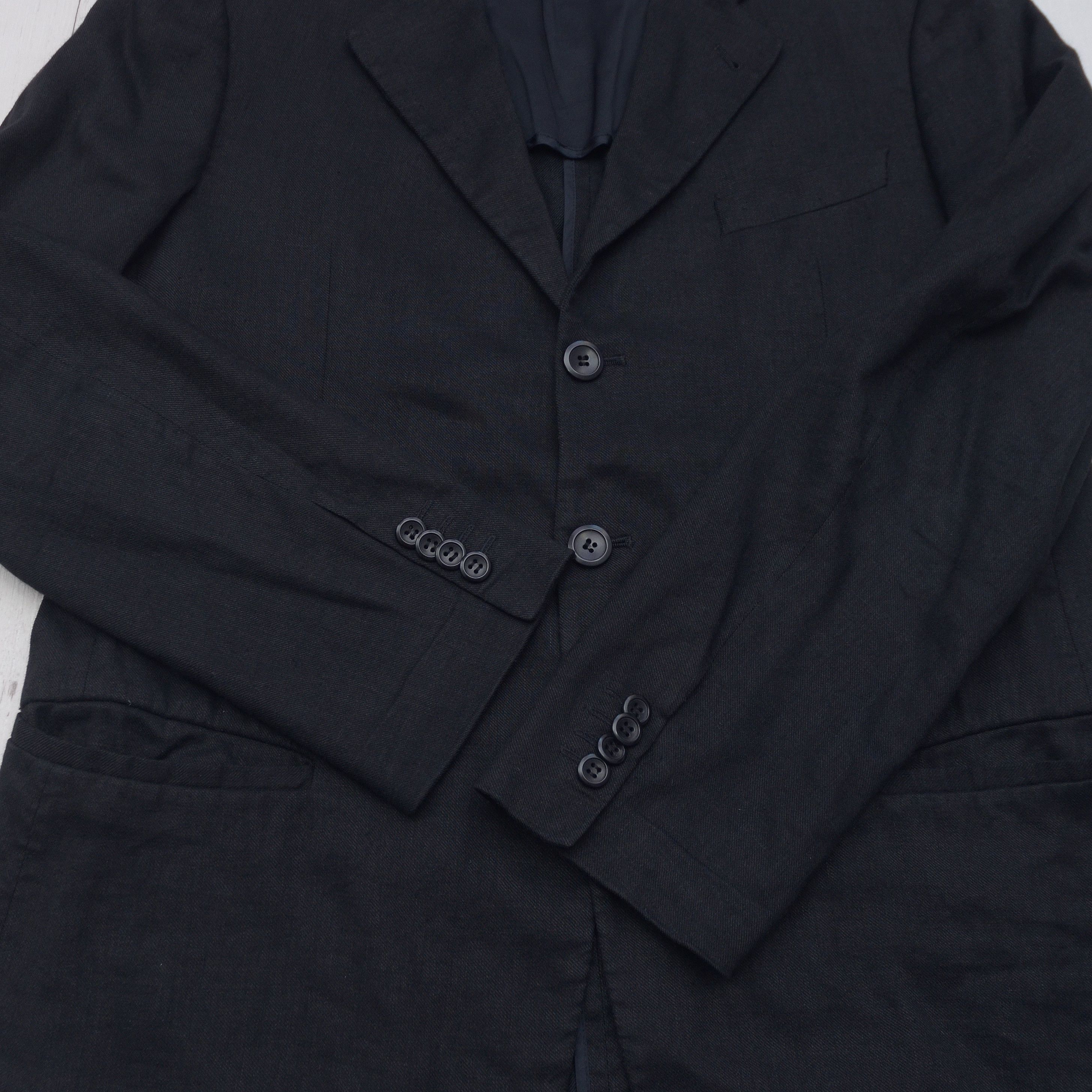 Armani × Armani Collezioni × Giorgio Armani Vintage Luxury Armani Collezioni Linen Casual Blazer Black Size 52L - 7 Thumbnail