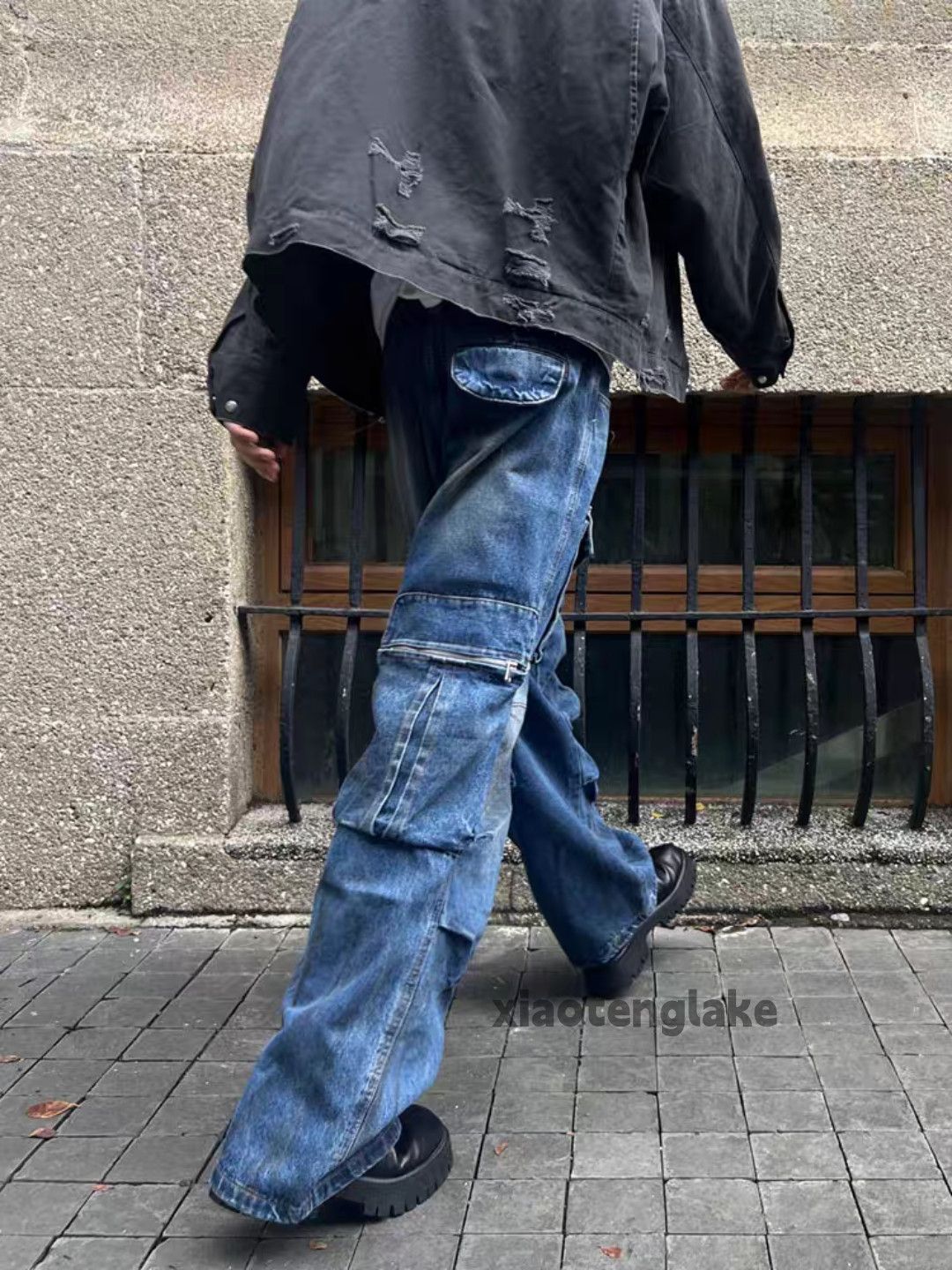 Jean × Vintage utility washed faded hiphop grunge stain baggy cargo jeans Size US 32 / EU 48 - 2 Thumbnail