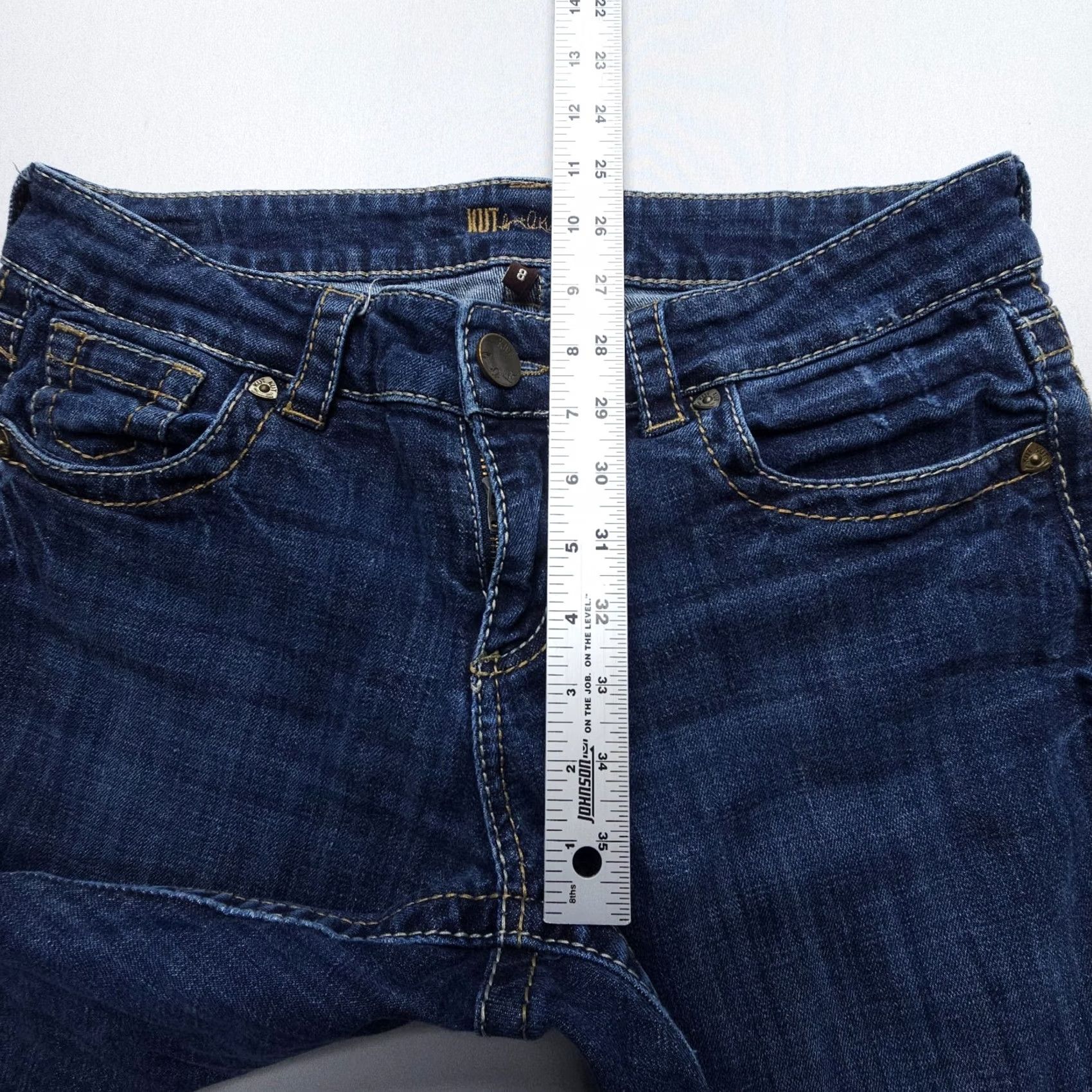 Vintage KUT from the Kloth Jeans Bootcut Womens 8 Denim Dark Wash 5-Pocket Pocket Flap Pockets Low Rise Blue Size 30" / US 8 / IT 44 - 7 Thumbnail