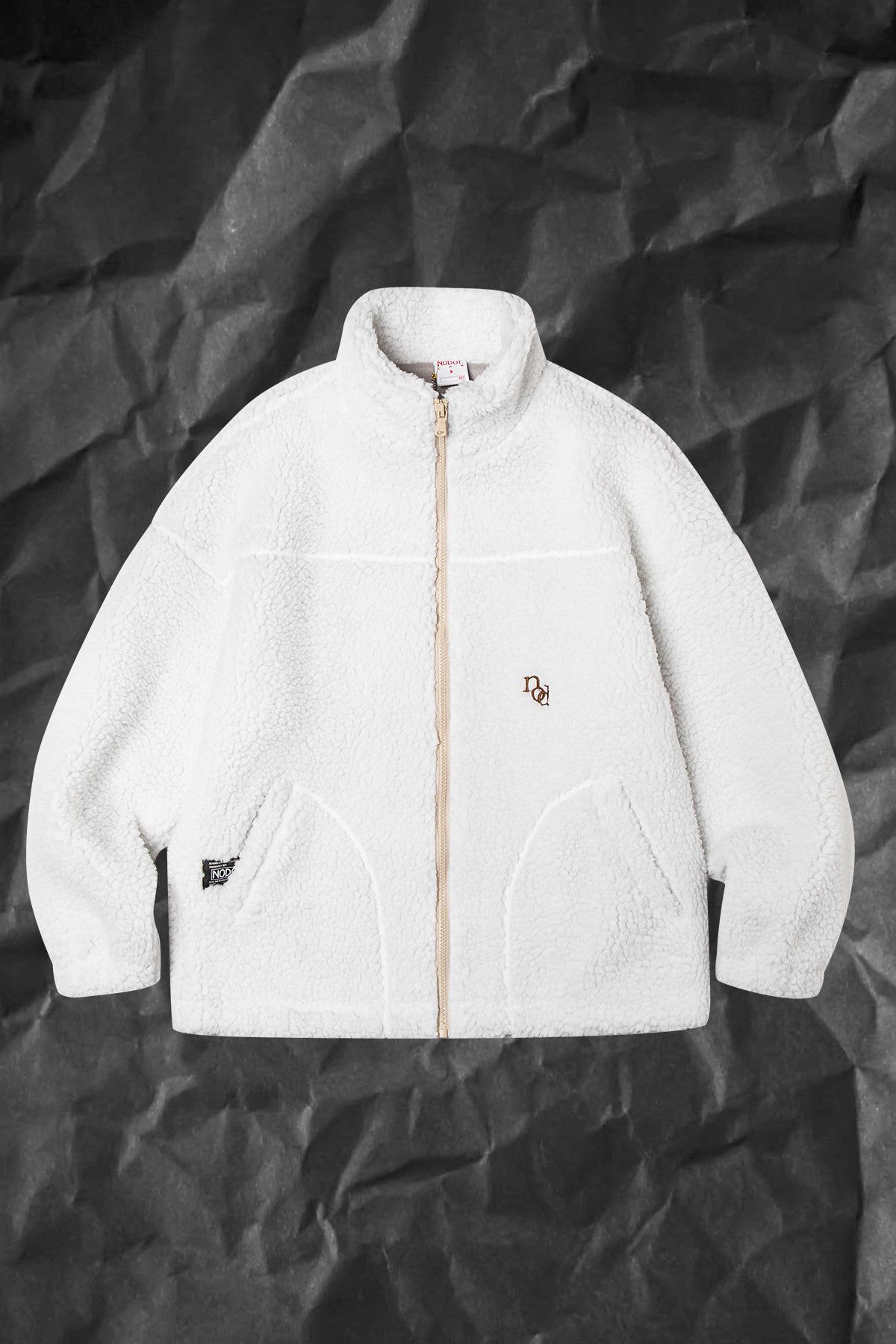 Japanese Brand Nodot: Bebber Fleece NOD Embroidery White Coat Large Size US L / EU 52-54 / 3 - 1 Thumbnail