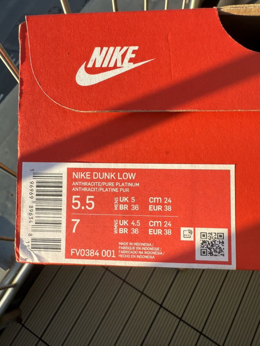 Nike Nike Dunk Low «Anthracite» 38 EU (FV0384-001) Size US 7 / IT 37 - 22 Thumbnail