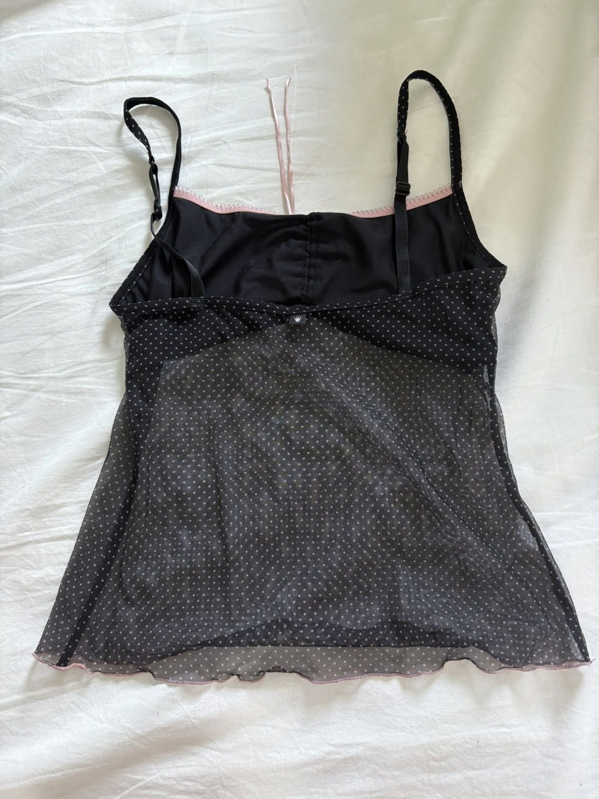 Vintage Vintage Navy and Pink Polka Dot Mesh Cami Top Size XS / US 0-2 / IT 36-38 - 4 Thumbnail