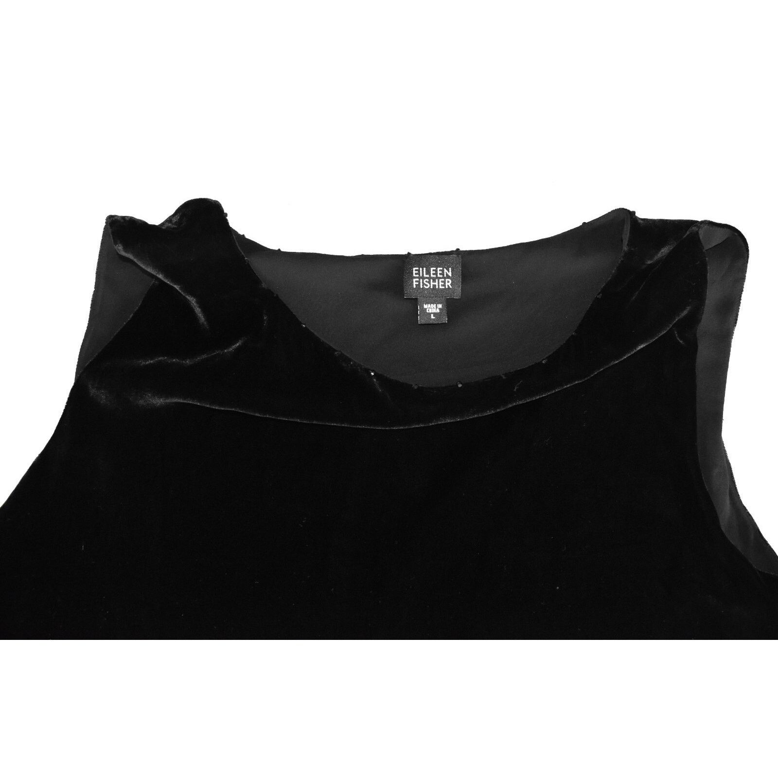 Eileen Fisher EILEEN FISHER Black Velvet Crystal Embellished Tank Top Sz L Size L / US 10 / IT 46 - 5 Thumbnail