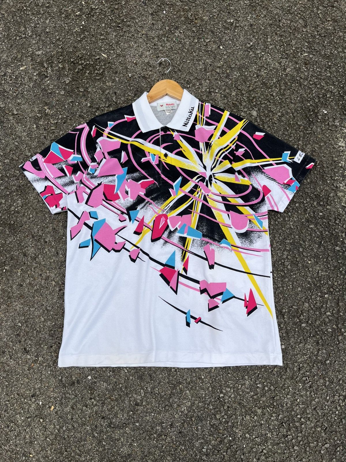 Japanese Brand Vintage 90s NITTAKU Table Tennis Jersey Single Stitch Size US L / EU 52-54 / 3 - 1 Thumbnail