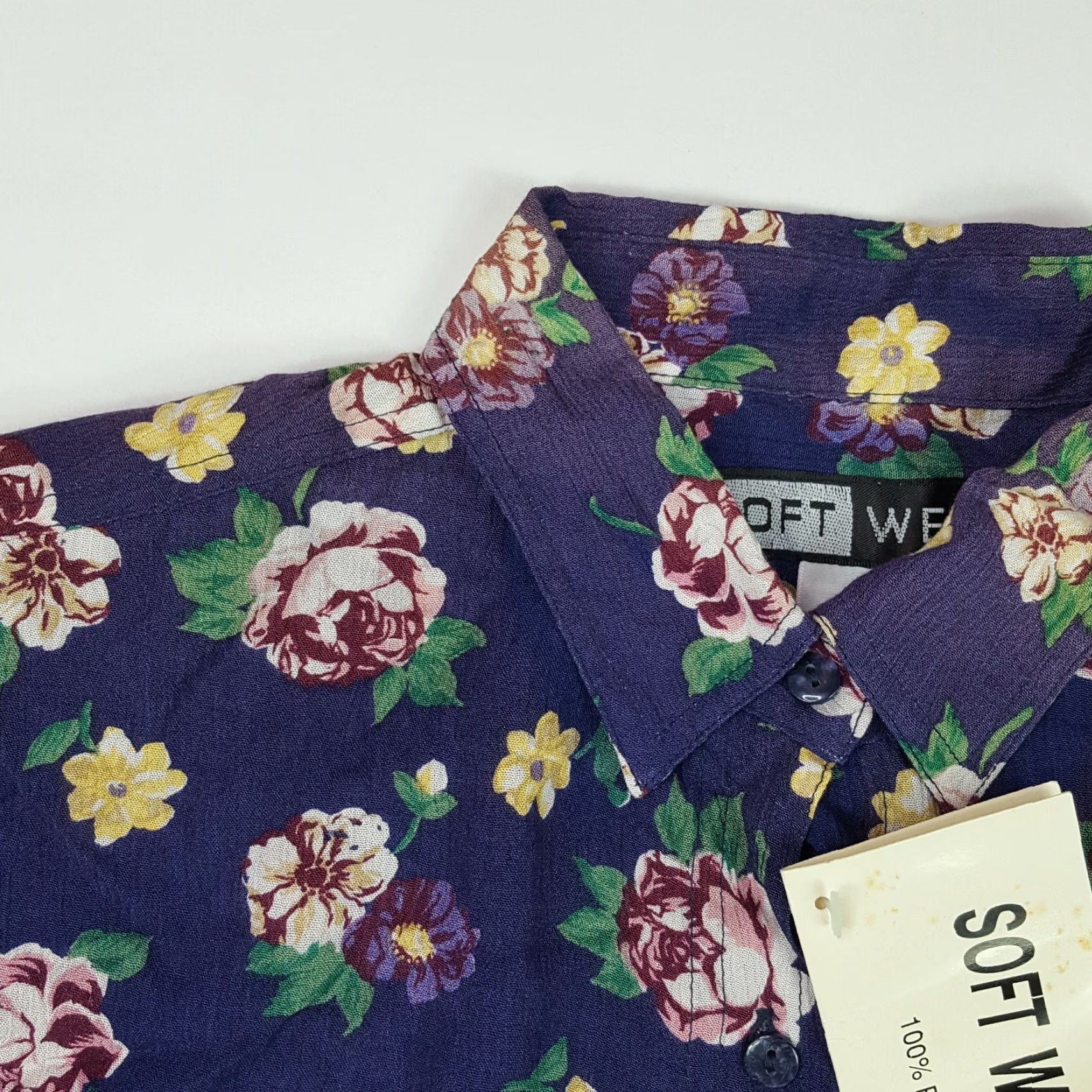 Vintage VTG 80s Rayon Women's Size M Floral Flower Short Sleeve Button Up Casual Shirt Size M / US 6-8 / IT 42-44 - 4 Thumbnail