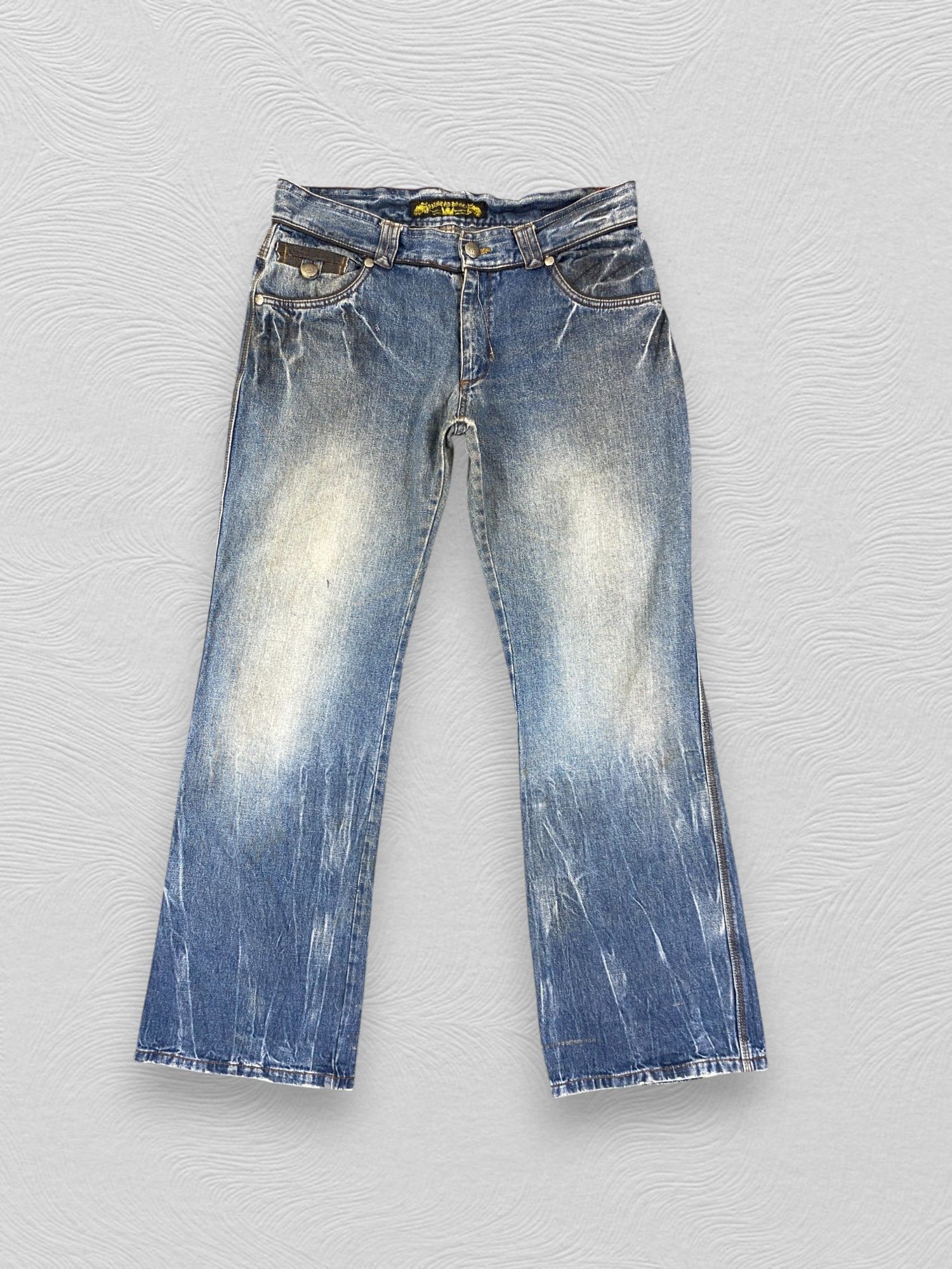 If Six Was Nine Faded Blue Vintage Flare Jeans 35x32 - JN3289 Size US 35 - 1 Thumbnail