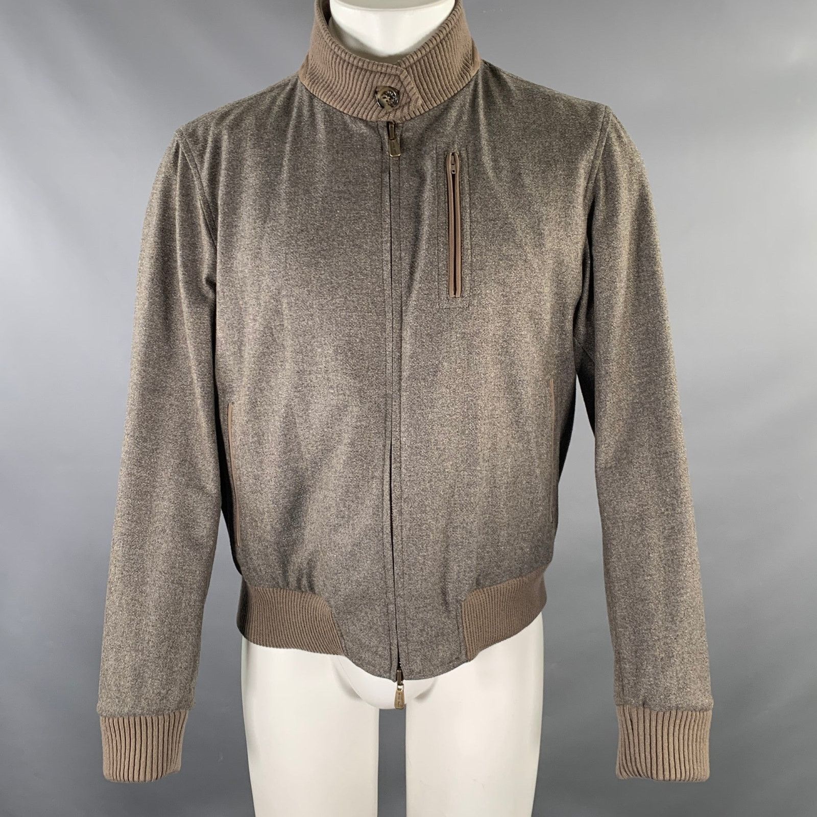 Loro Piana LORO PIANA M Brown Suede Herringbone Wool Reversible Jacket Size US M / EU 48-50 / 2 - 2 Thumbnail