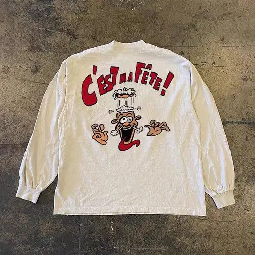 Other White casual retro cartoon print long sleeve tee Size US L / EU 52-54 / 3 - 5 Thumbnail