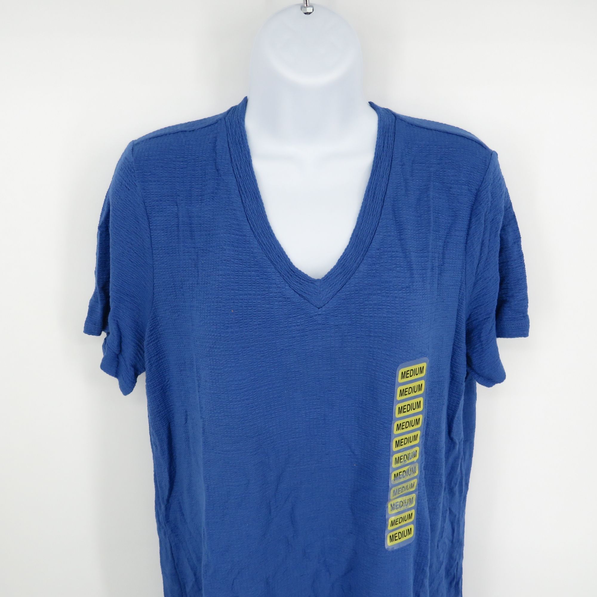 Adrianna Papell Adrianna Papell Blue V-Neck Short Sleeve T-Shirt Medium NWT Size M / US 6-8 / IT 42-44 - 3 Thumbnail