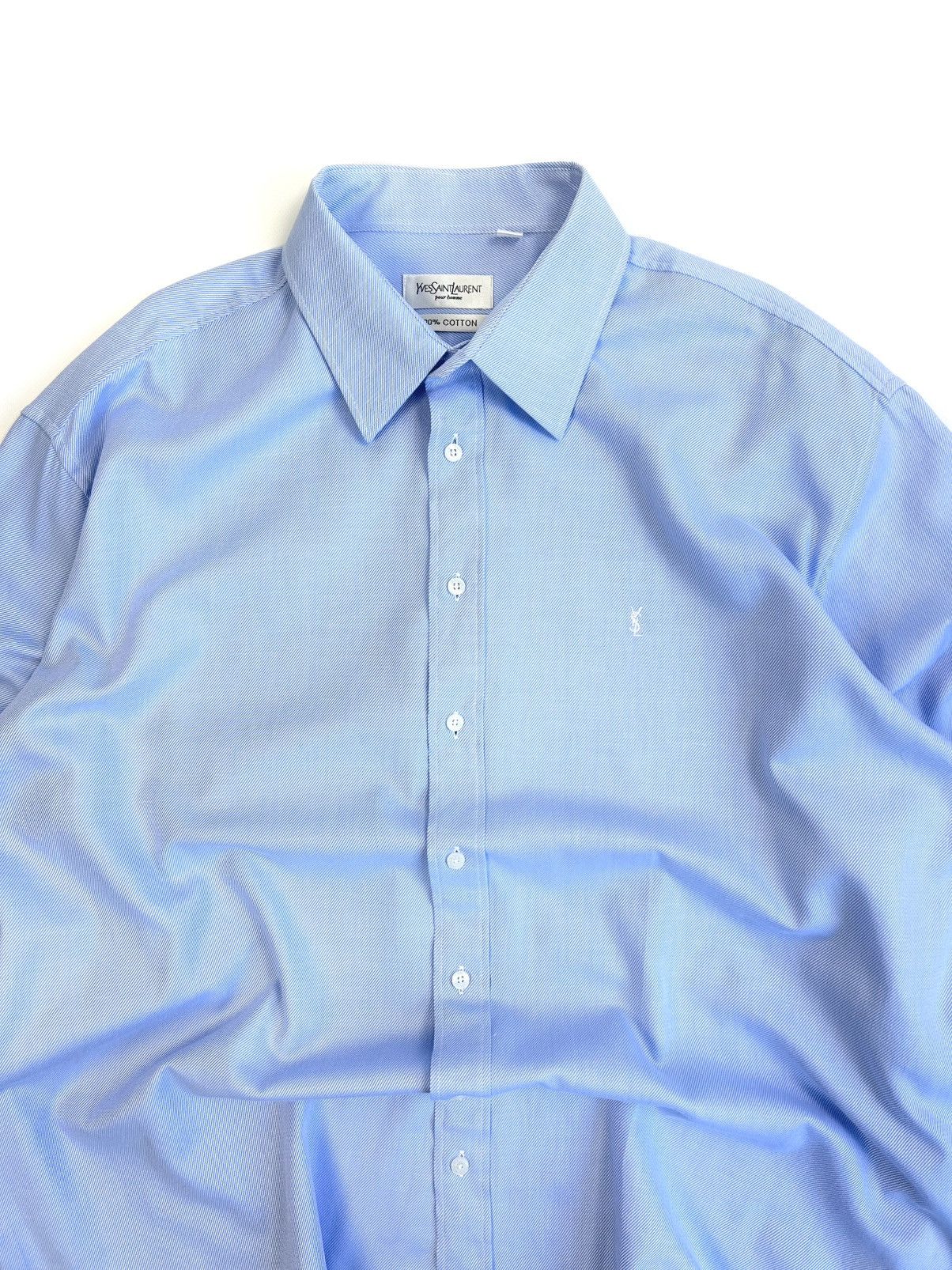 Yves Saint Laurent Yves Saint Laurent Blue Striped Button-Up Shirt Vintage XXL Size US XXL / EU 58 / 5 - 4 Thumbnail