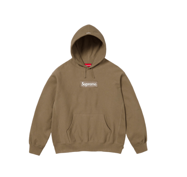 image of Hypebeast x Supreme Box Logo Hooded Sweatshirt Dark Sand • M, Men's (Size Medium)