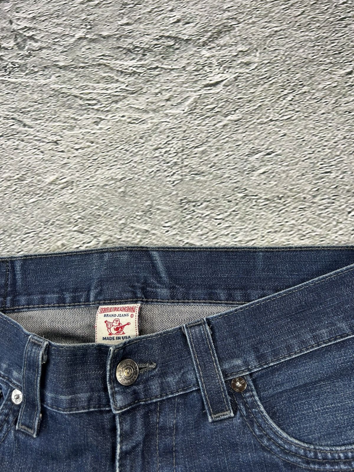 True Religion × Vintage True Religion jorts denim shorts navy black stitching Ricky Size US 34 / EU 50 - 9 Thumbnail