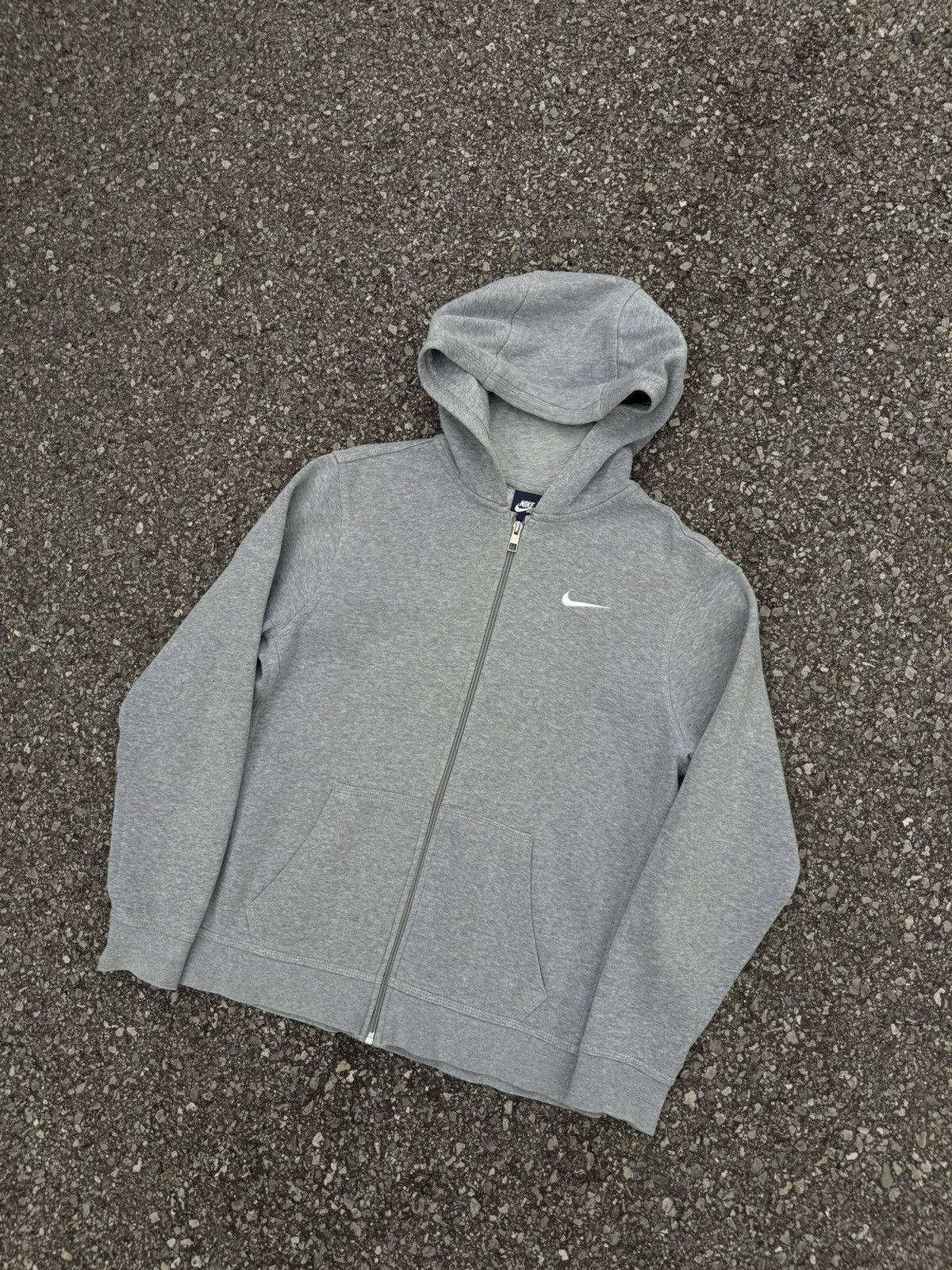 Nike × Vintage Nike zip hoodie vintage swoosh rap skate drill grey Size US S / EU 44-46 / 1 - 2 Thumbnail