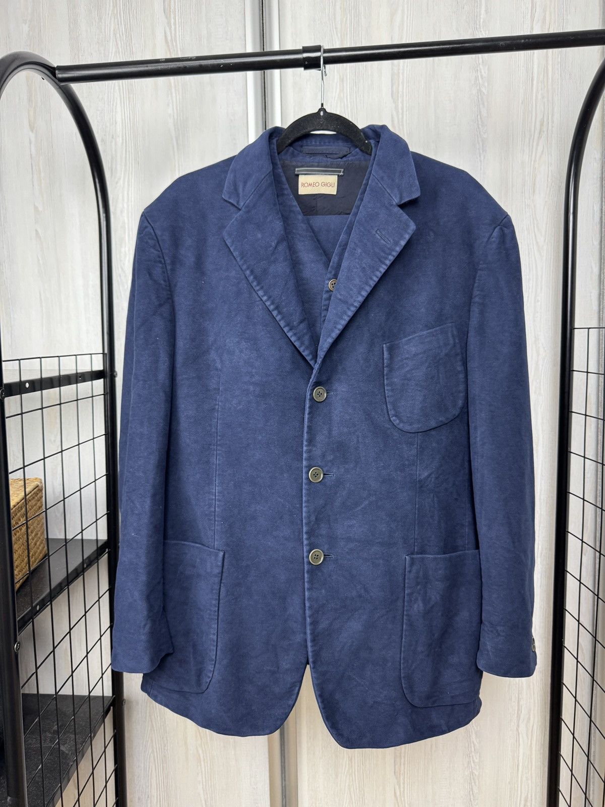 Romeo Gigli Romeo Gigli 3 pieces faded blue velour cotton suit size 50 Size 40R - 1 Thumbnail