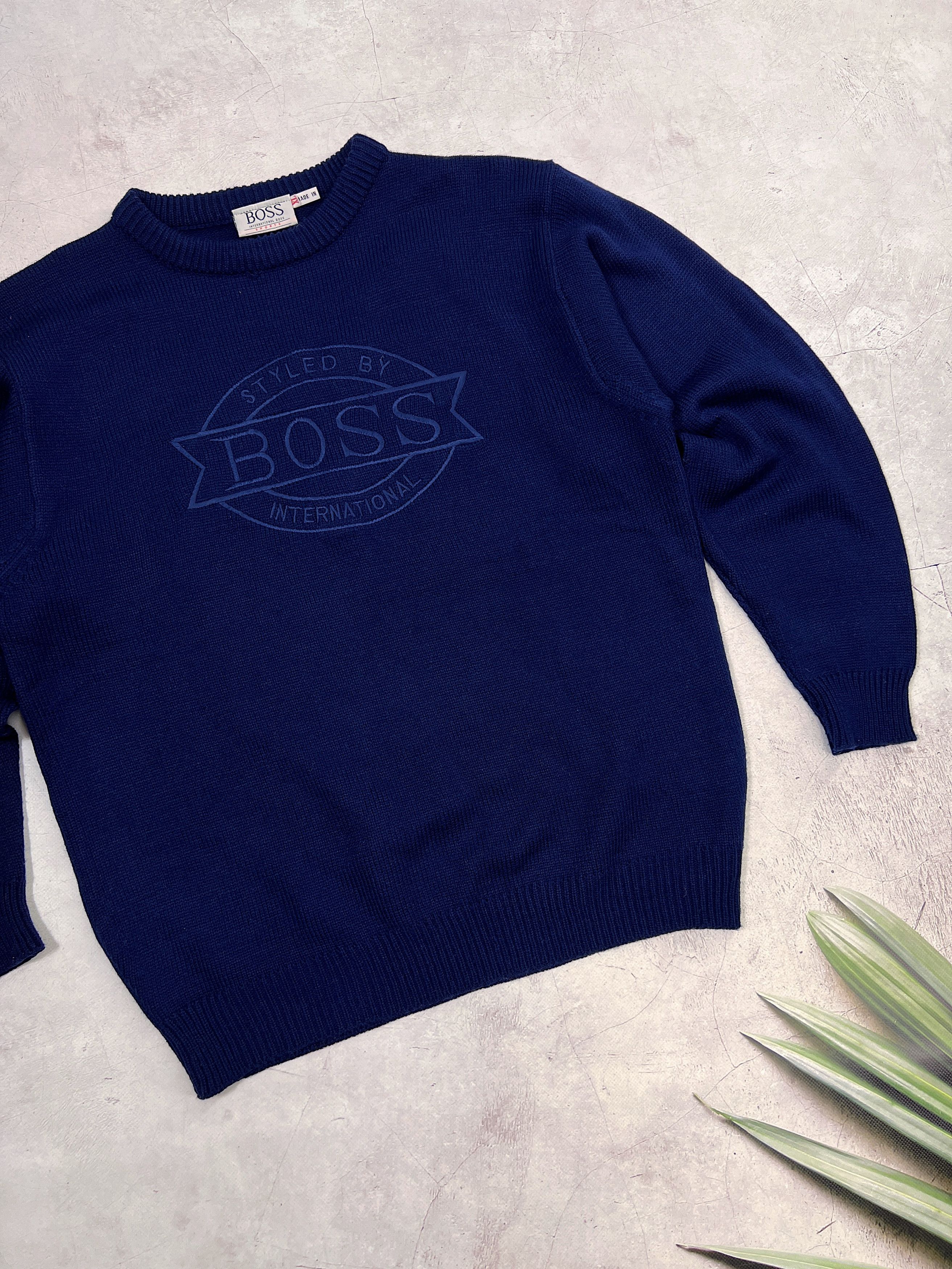 Hugo Boss × Vintage Vintage Hugo Boss Knit Sweater Embroidered Big Logo Size US M / EU 48-50 / 2 - 4 Thumbnail