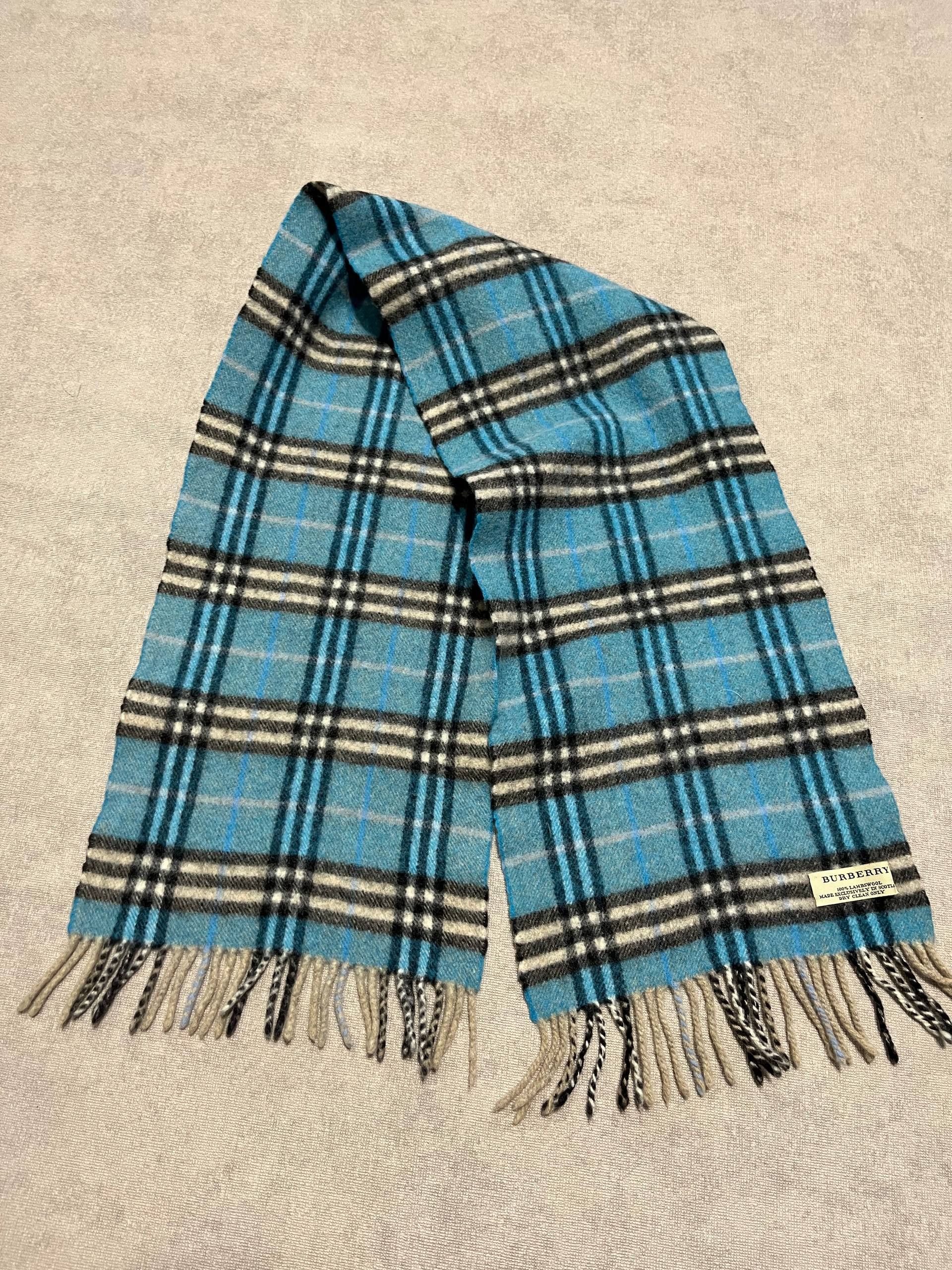 Burberry Burberry Wool Scarf Blue Nova Check 114/23cm 45/9inch Size ONE SIZE - 4 Thumbnail