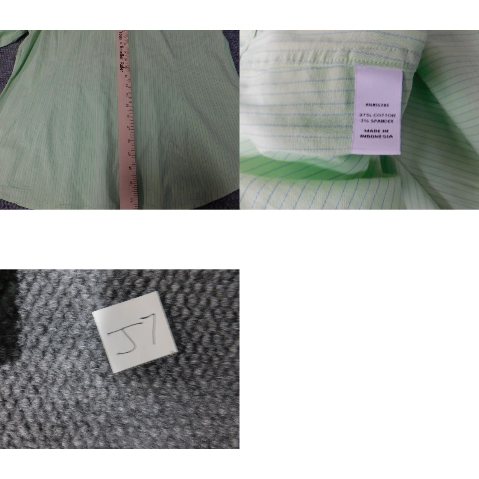 Express Express Mens Shirt Large Green Striped Button-Down Collared Long Sleeve Knit Cotton Regular Size L Size US L / EU 52-54 / 3 - 9 Thumbnail