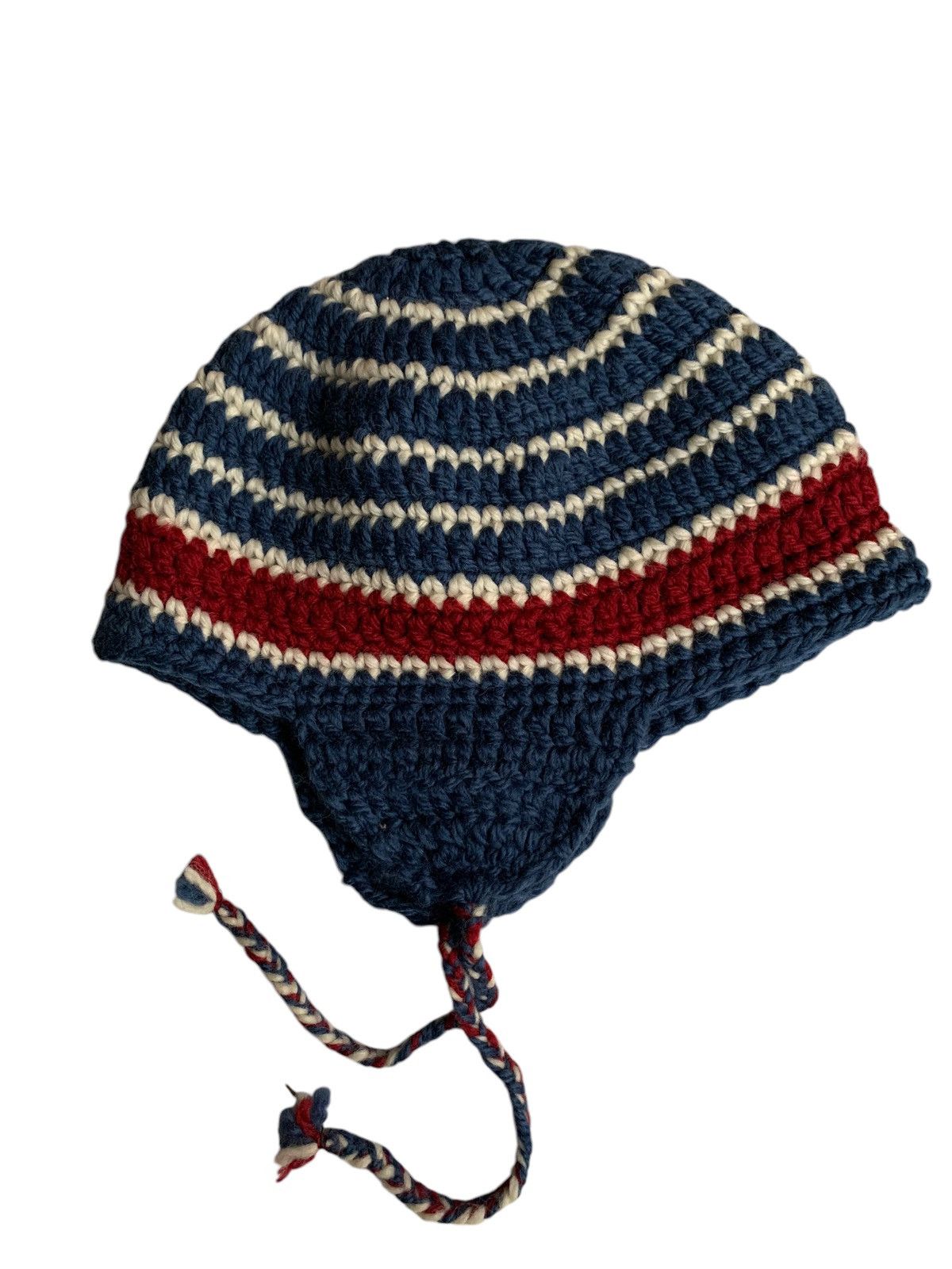 Japanese Brand × Kapital × Vintage Knitted crochet Earflap Rare Design Beanie Hats Size ONE SIZE - 6 Thumbnail