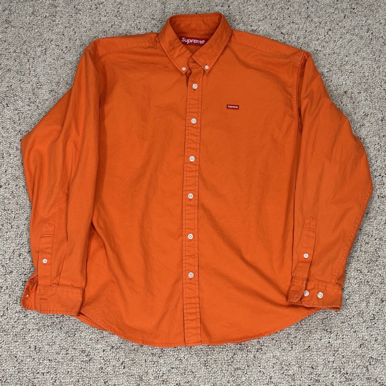 Supreme Orange Small Box Logo Shirt Size US S / EU 44-46 / 1 - 1 Thumbnail