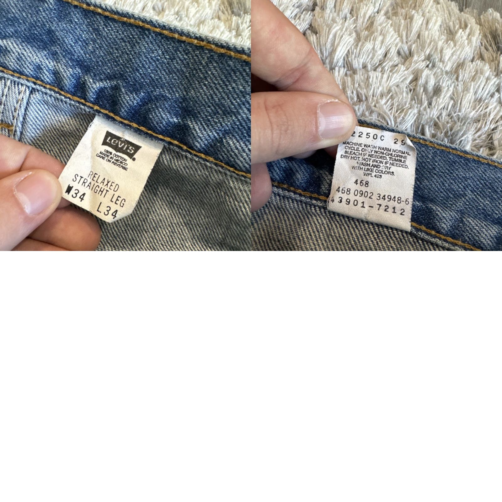 Levi's VINTAGE Levi’s 43901 Blue Denim Relaxed Fit Straight Jeans Men’s 33x33 34x34 Tag RARE Mens Size US 33 - 8 Thumbnail