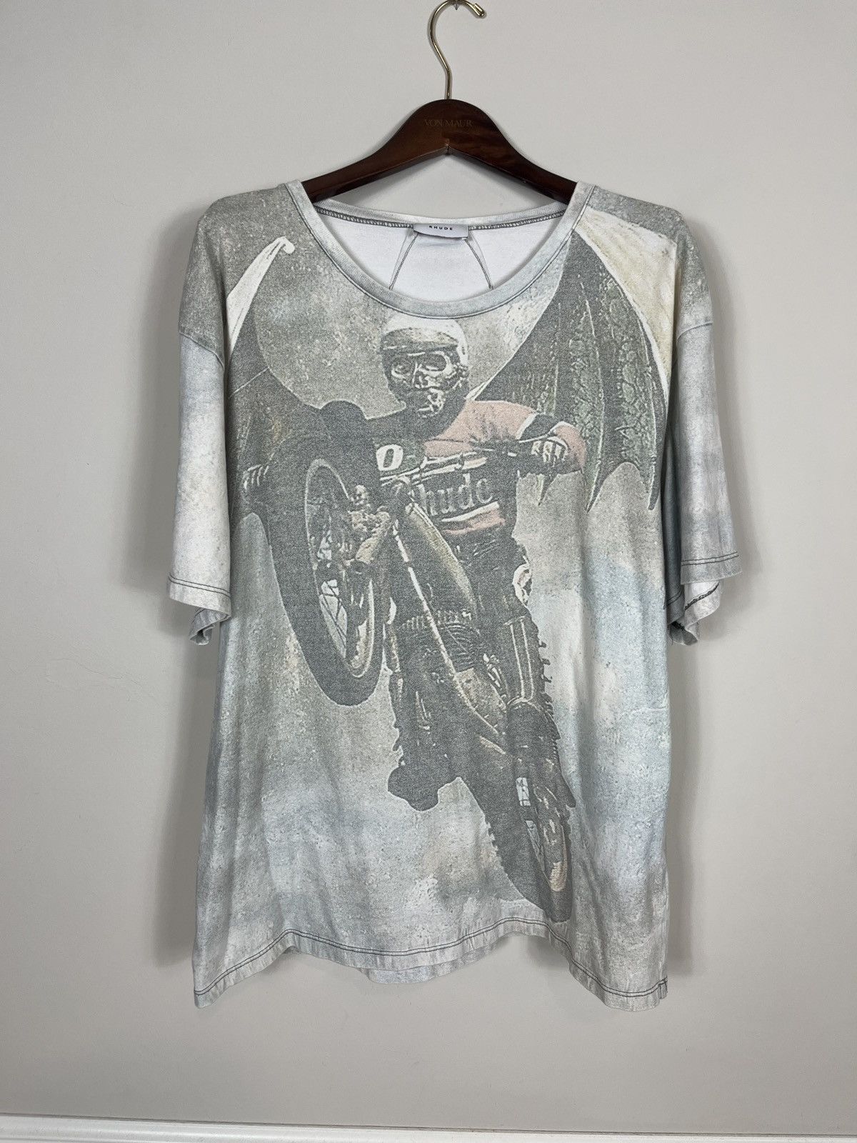 image of Rhude Leap Of Death Tee in Beige, Men's (Size XL)