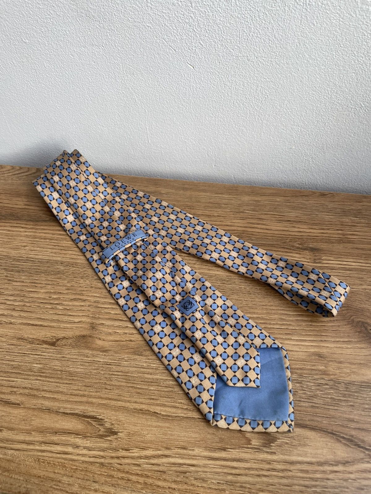 Loewe Loewe Madrid Silk Tie Monogram Logo Yellow Blue Mundo Loewe Size ONE SIZE - 1 Thumbnail