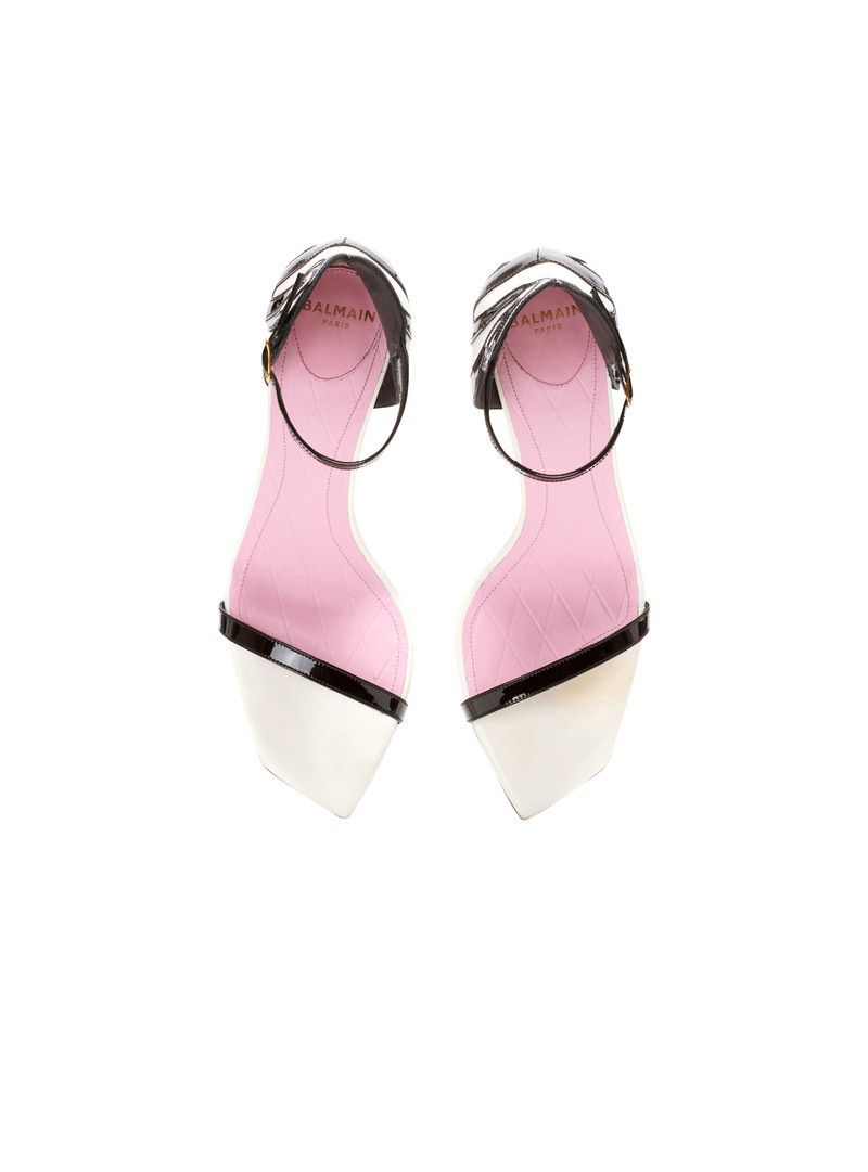 Balmain o1s1wg111225 95mm Eden Two-Tone Leather Sandals in Black Size US 7 / IT 37 - 3 Thumbnail