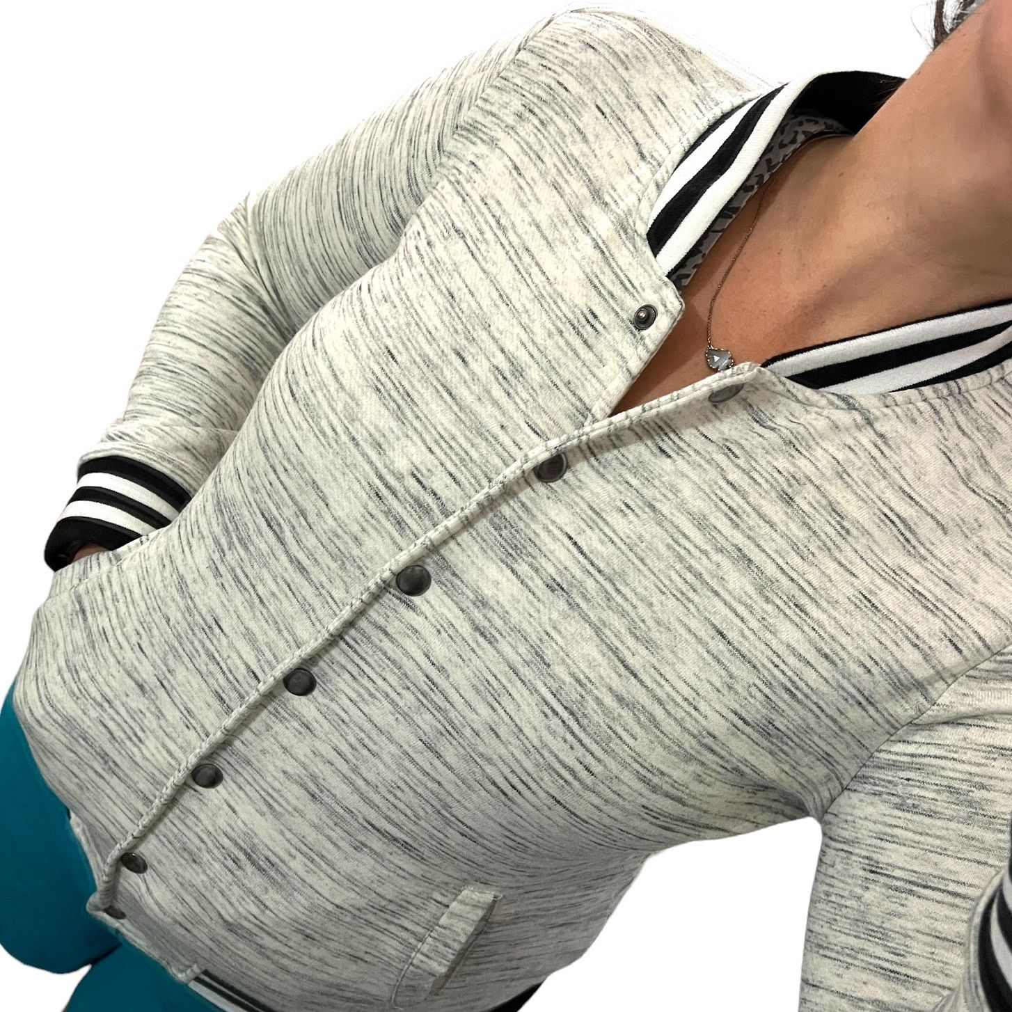 Other Bomber Varsity Sweatshirt Snap Front Side Pocket Jacket Size M / US 6-8 / IT 42-44 - 10 Thumbnail