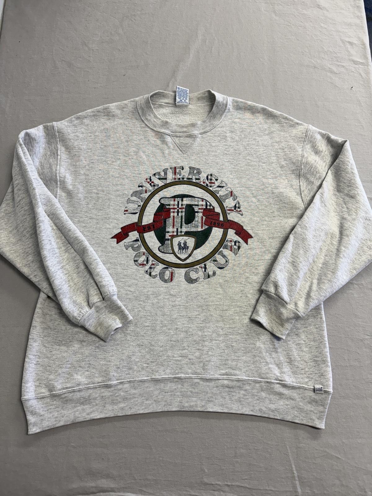 Vintage University Polo Club Gray Crew Russel Made in USA XL