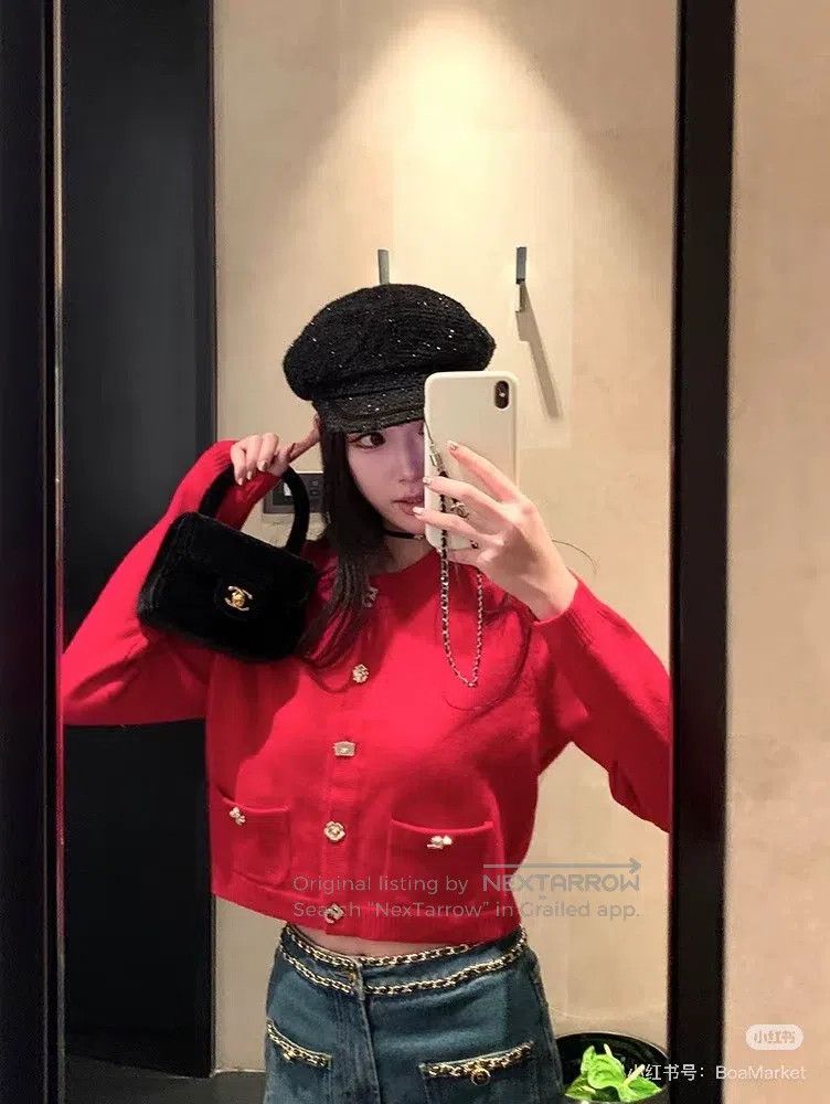 Chanel Chanel Rose-red multi-element button cashmere cardigan jac Size XS / US 0-2 / IT 36-38 - 9 Thumbnail