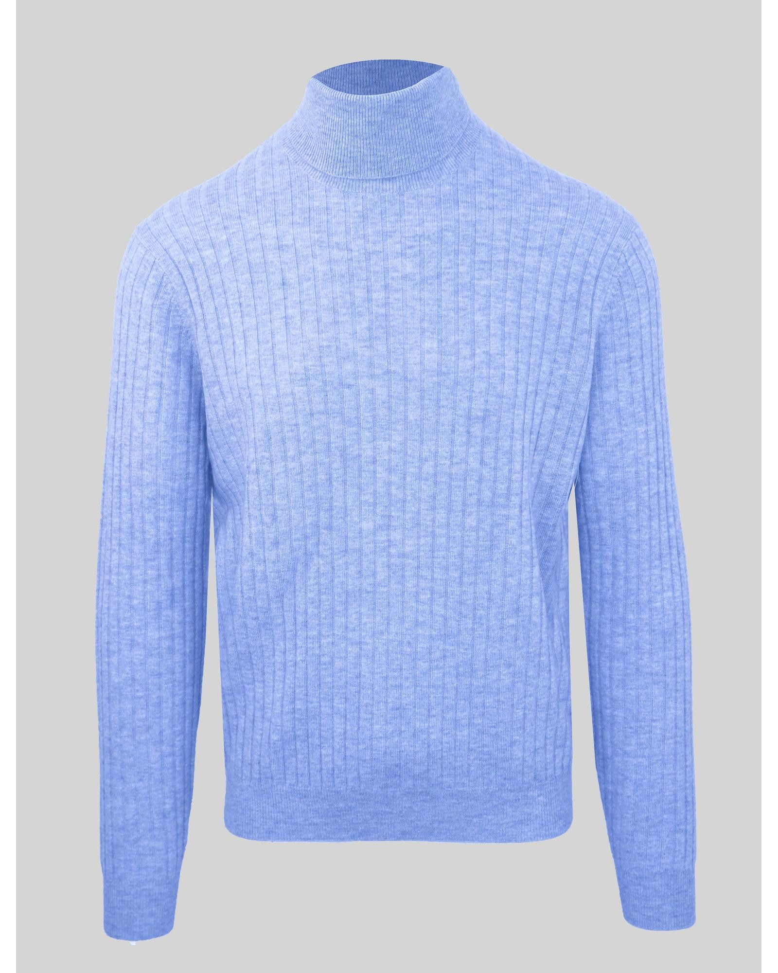 image of Malo Wool Cashmere Turtleneck Sweater in Blue, Men's (Size Small)