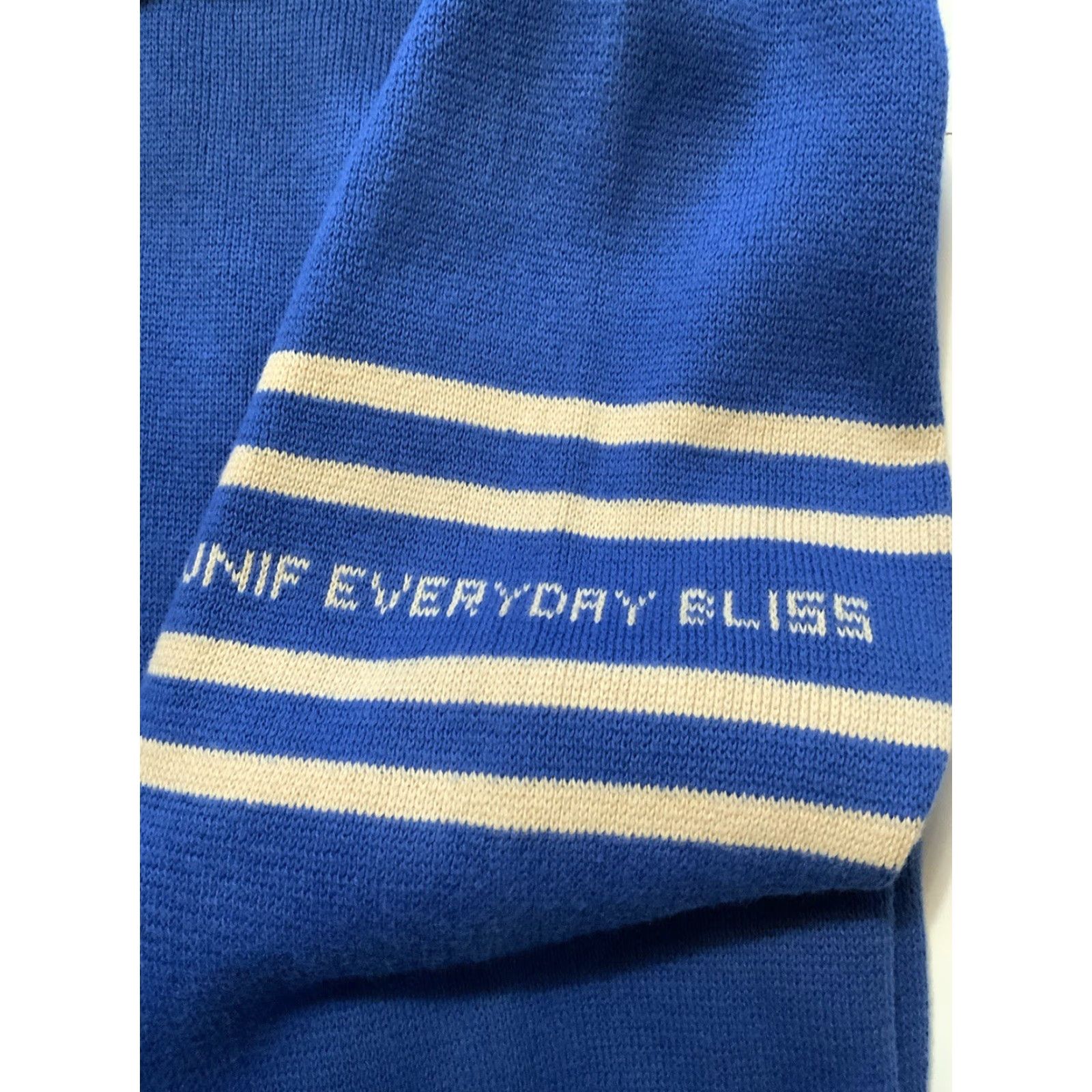 UNIF UNIF Everyday Bliss Fitz Blue Stripe Knit Rugby Polo Pullover Sweater Sz. M Size US M / EU 48-50 / 2 - 7 Thumbnail