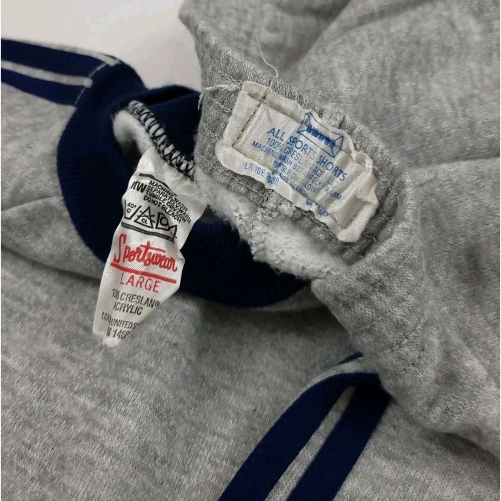 Vintage VINTAGE Sportswear Sweatshirt Shorts Set Gray Navy Striped Acrylic USA M Mens Size US M / EU 48-50 / 2 - 4 Thumbnail