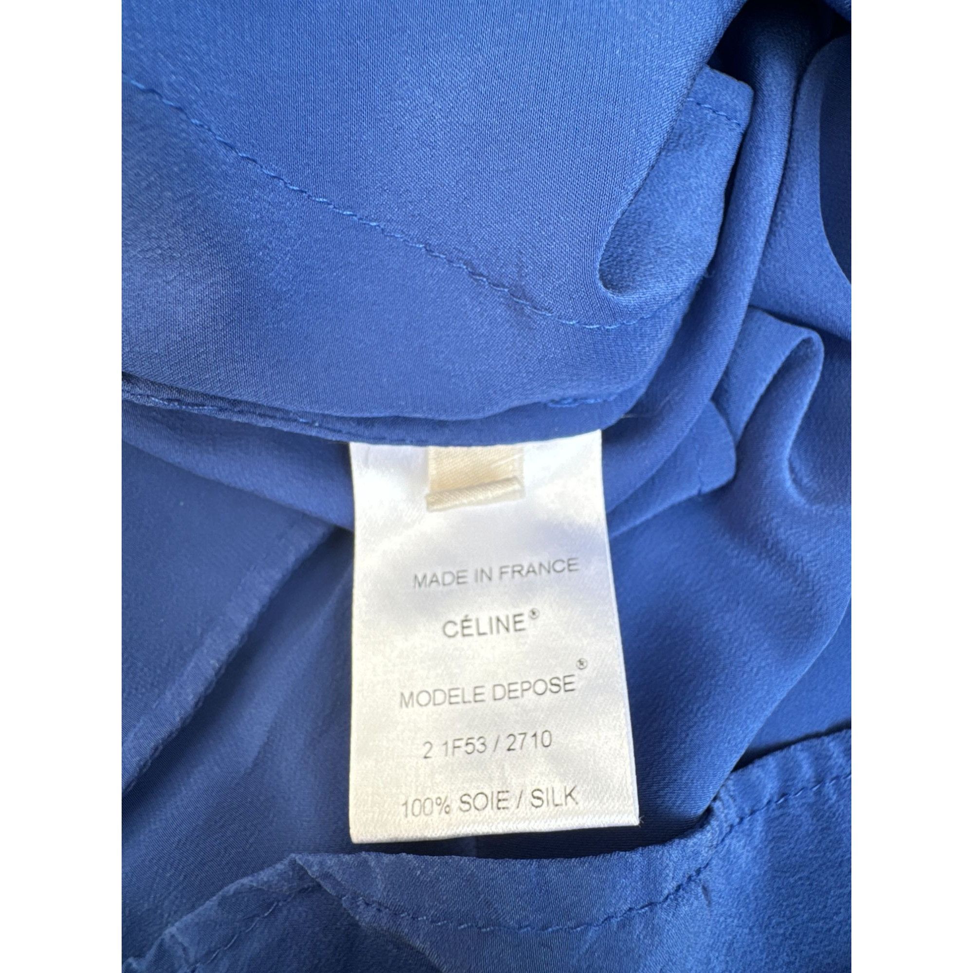 Celine Electric Blue Pure Silk Trousers Size 28" / US 6 / IT 42 - 5 Thumbnail
