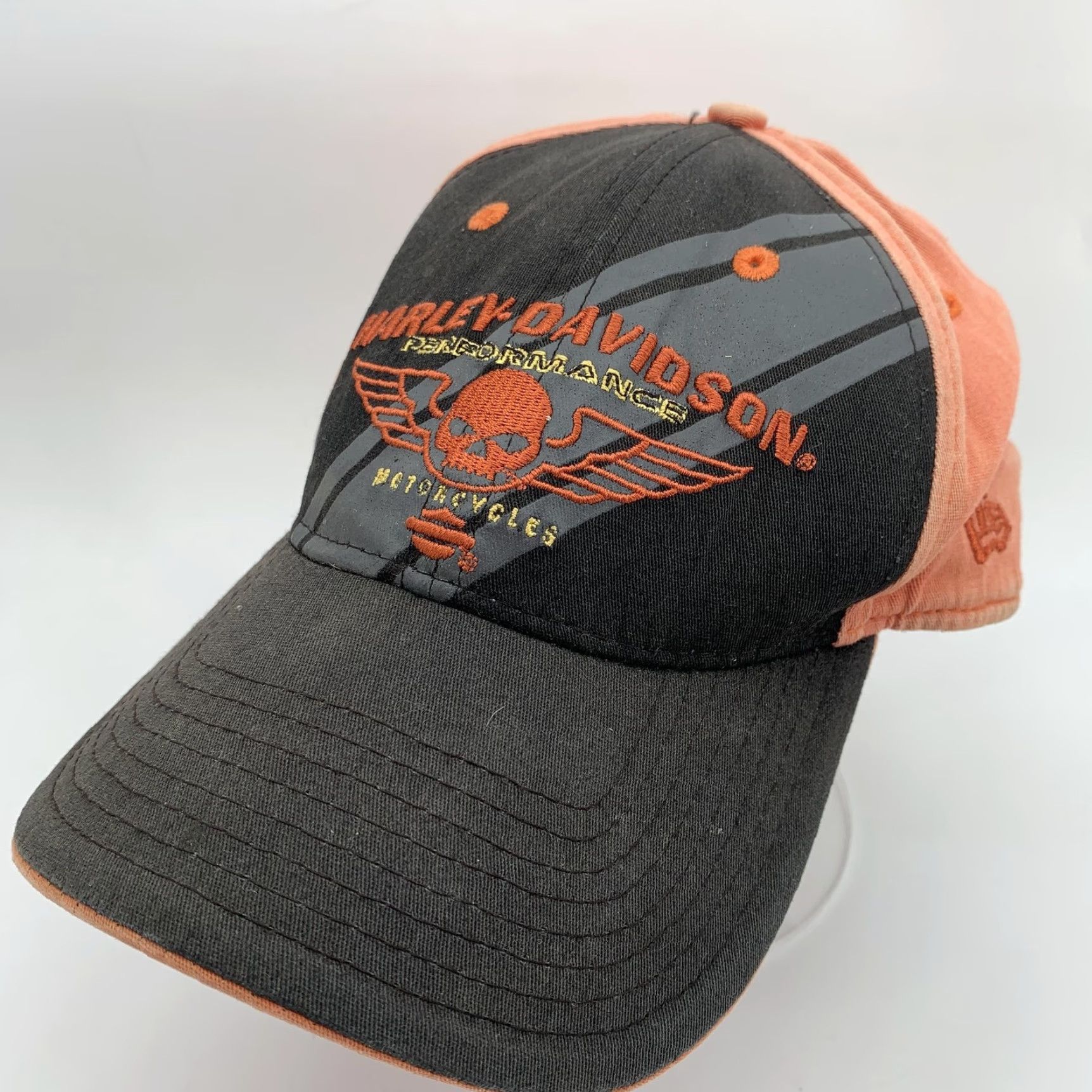 Harley Davidson Harley-Davidson Hat Cap Fitted Mens Small Black Orange Skull New Era 39THIRTY Size ONE SIZE - 2 Thumbnail