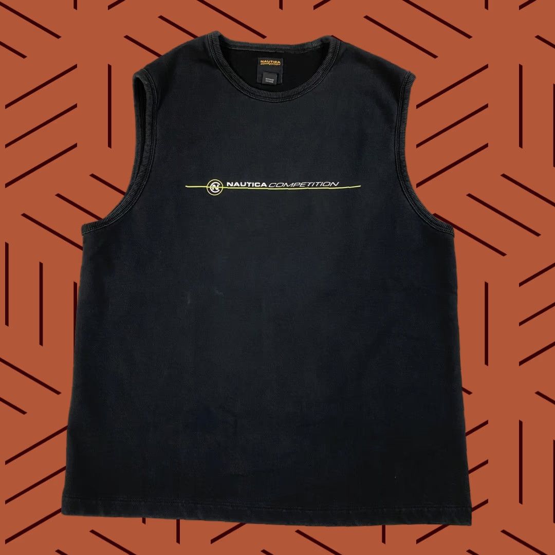 Nautica VINTAGE Nautica Competition Sleeveless Cut-Off Sweatshirt Tank Black Beach Surf Adult Medium Size US M / EU 48-50 / 2 - 1 Thumbnail