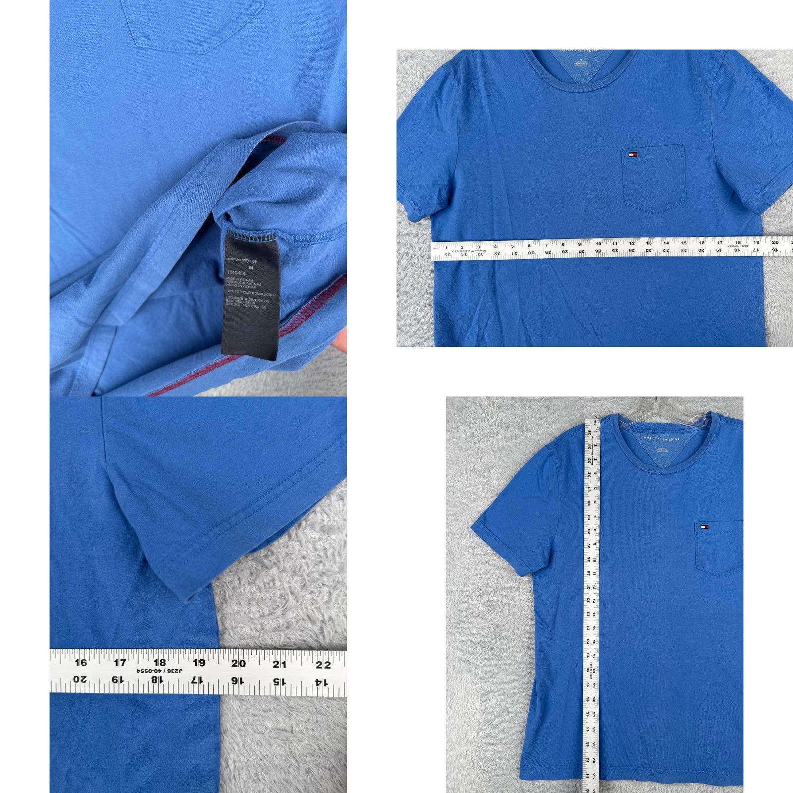 Tommy Hilfiger VINTAGE Tommy Hilfiger Shirt Men Adult Medium Blue Short Sleeve Crew Neck 100% Cotton Pocket Logo Embroidered 90s Theme Mens Size US M / EU 48-50 / 2 - 8 Thumbnail